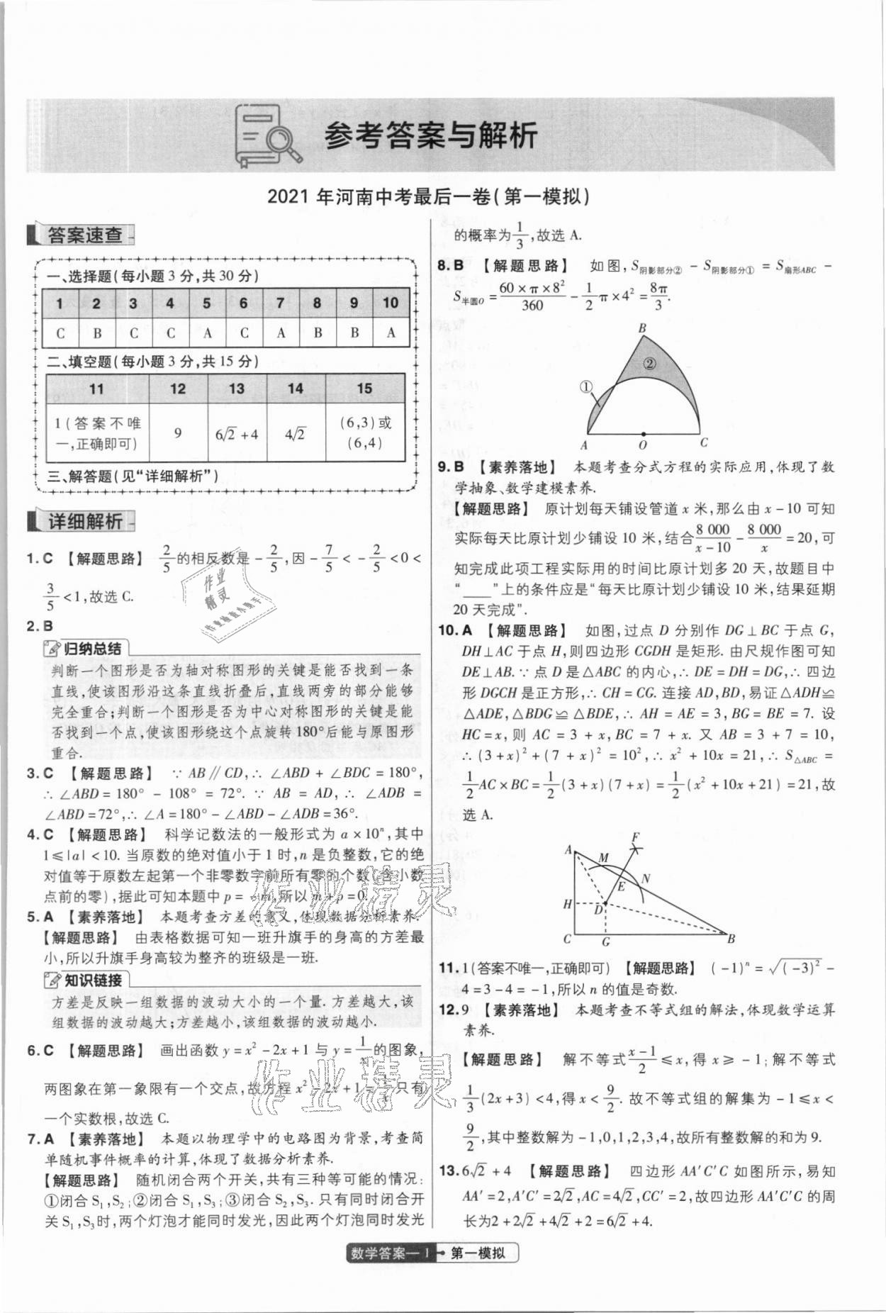 2021年金考卷百校联盟系列中考最后一卷数学河南专版