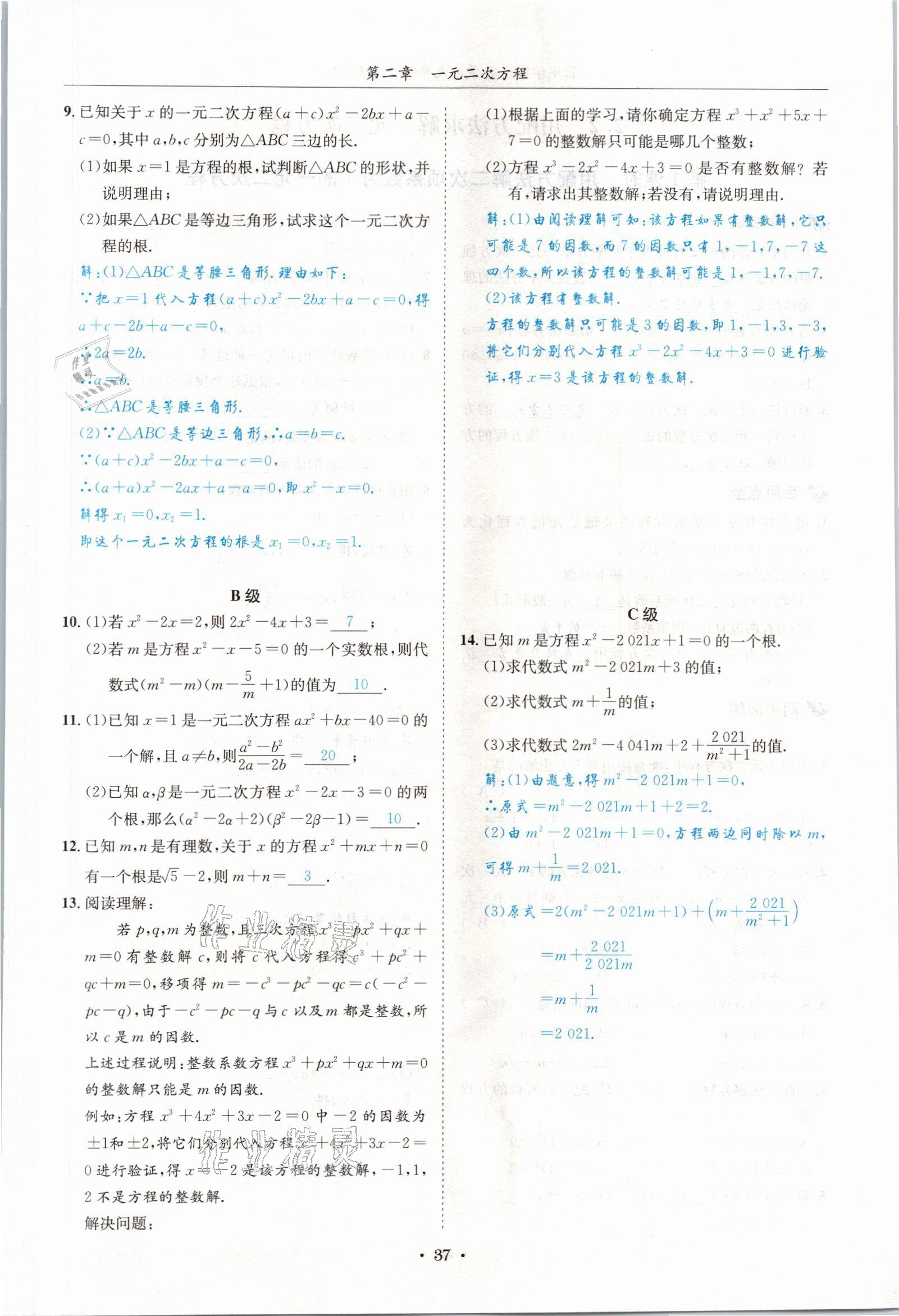 2021年蓉城学霸九年级数学全一册北师大版 参考答案第36页