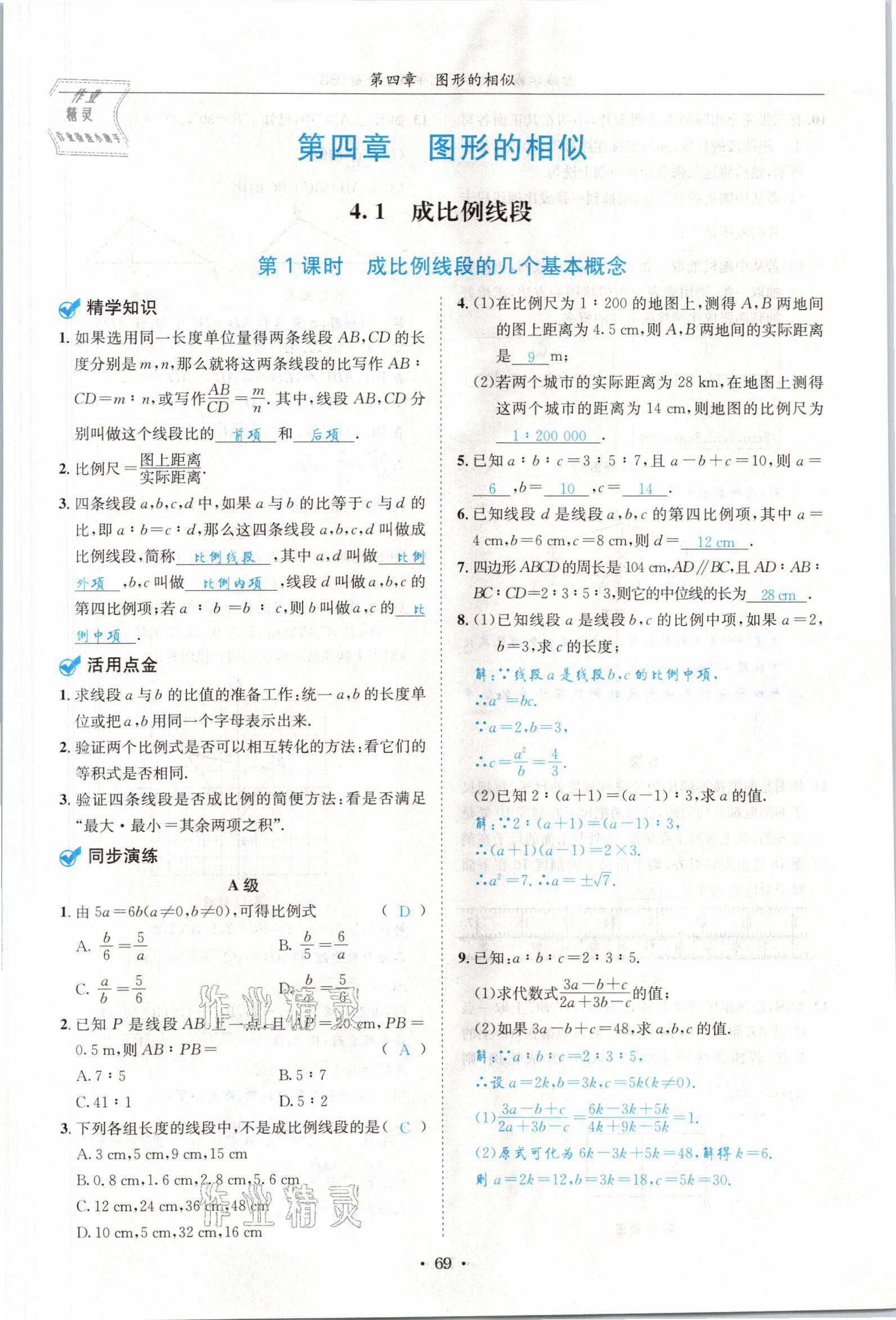 2021年蓉城学霸九年级数学全一册北师大版 参考答案第68页