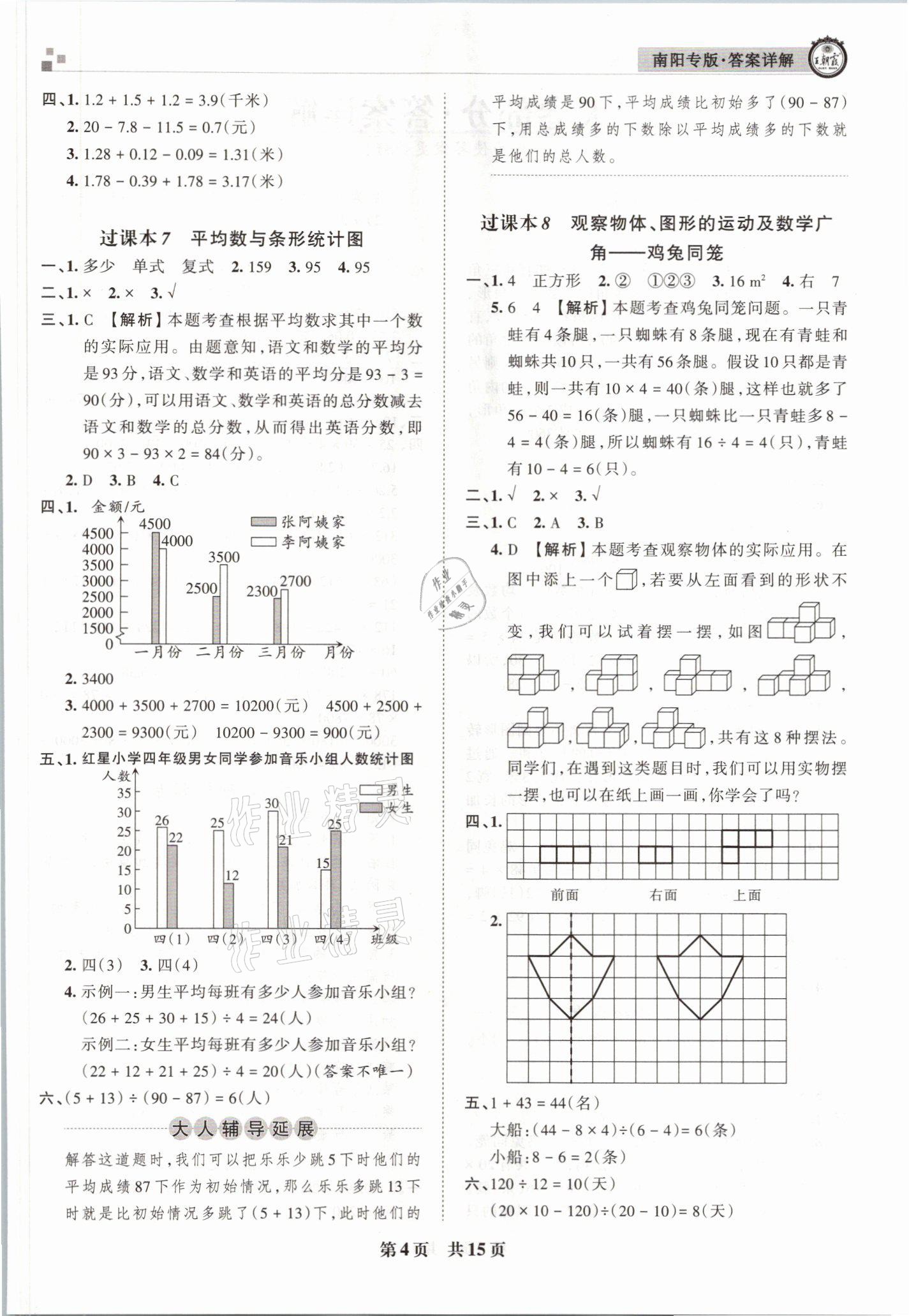 2021年王朝霞期末真題精編四年級數(shù)學(xué)下冊人教版南陽專版 參考答案第4頁