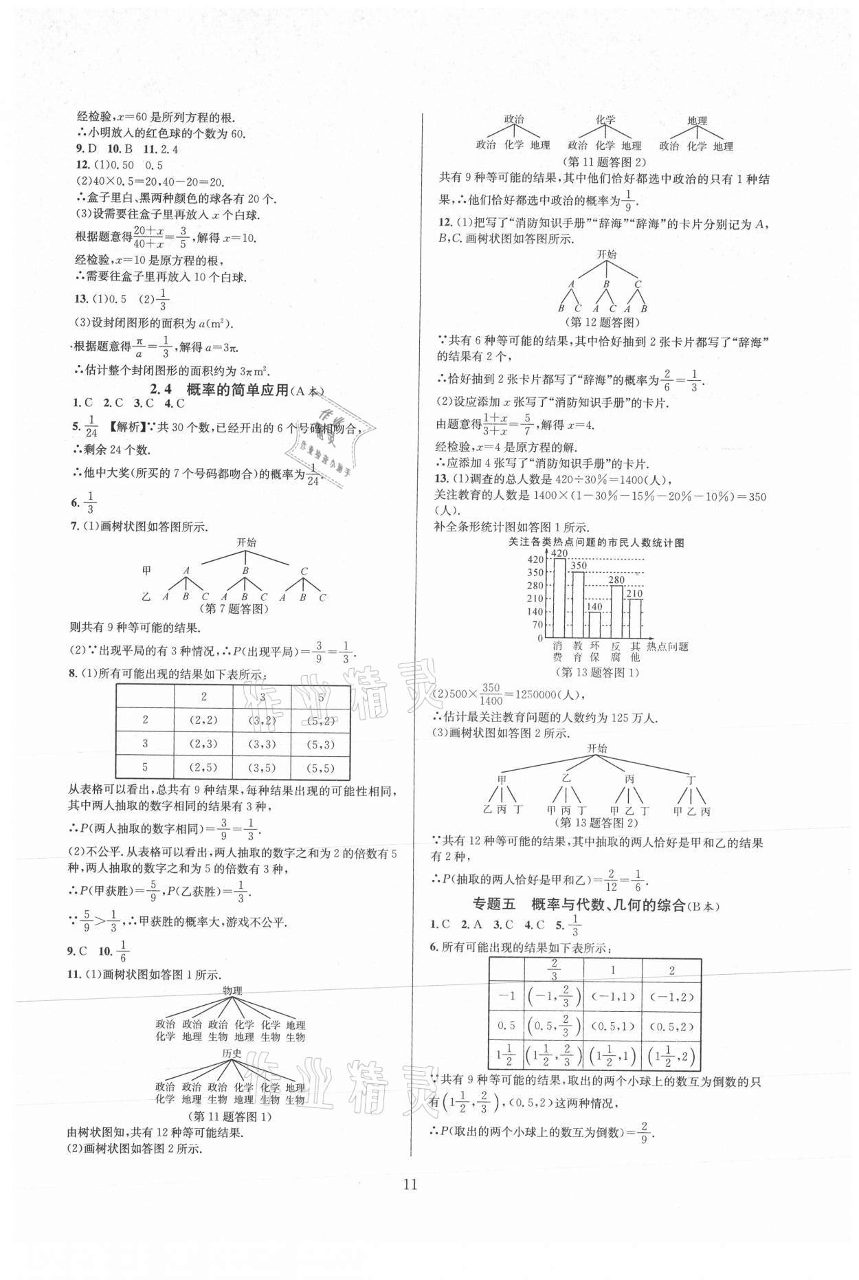 2021年全優(yōu)新同步九年級(jí)數(shù)學(xué)全一冊(cè)浙教版 參考答案第11頁(yè)