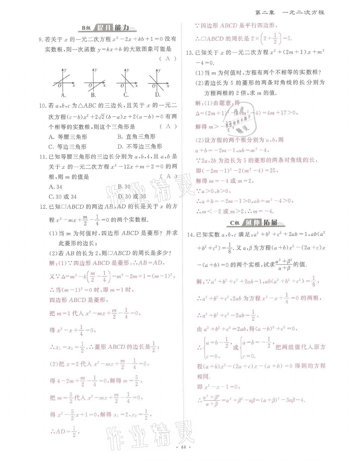 2021年蓉城课堂给力A加九年级数学全一册北师大版 参考答案第81页