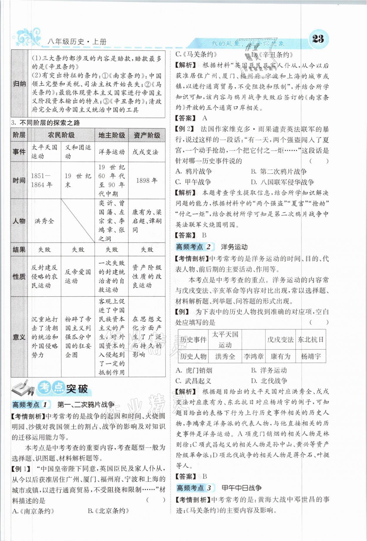 2021年課堂點(diǎn)睛八年級(jí)歷史上冊(cè)人教版山西專版 參考答案第21頁(yè)