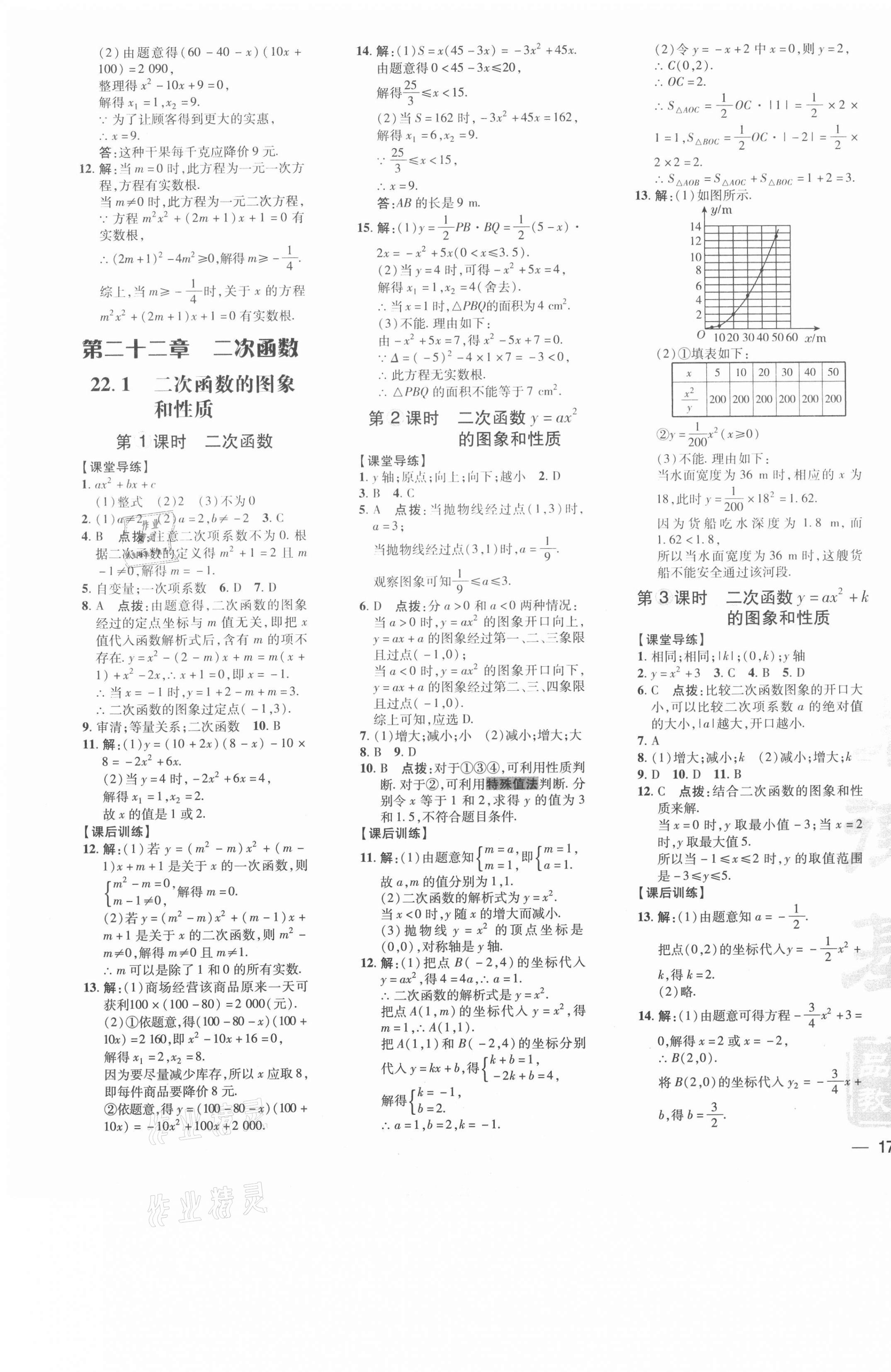 2021年點撥訓練九年級數學上冊人教版 參考答案第7頁