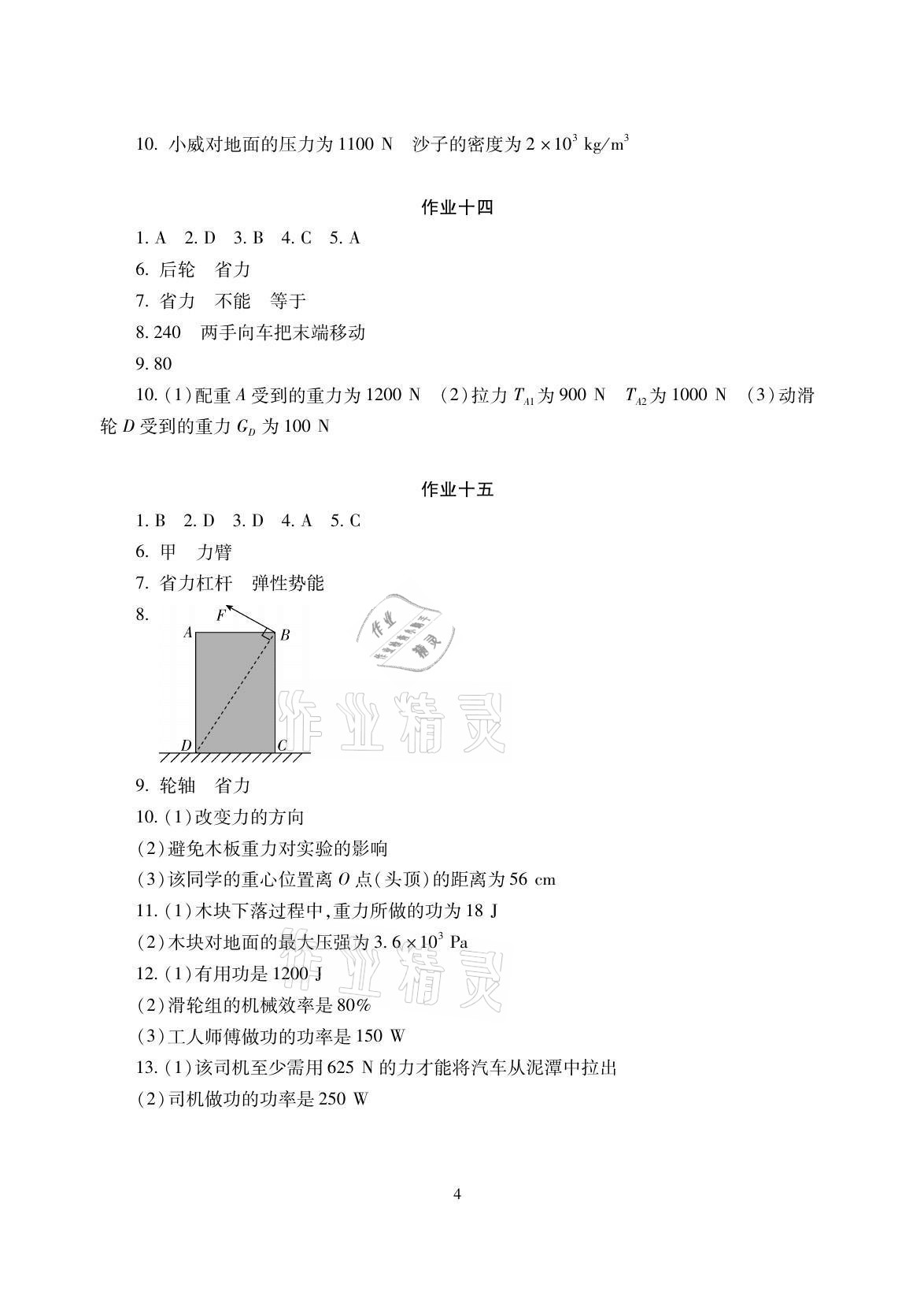 2021年暑假生活八年级物理道德与法治历史湖南少年儿童出版社 参考答案第4页