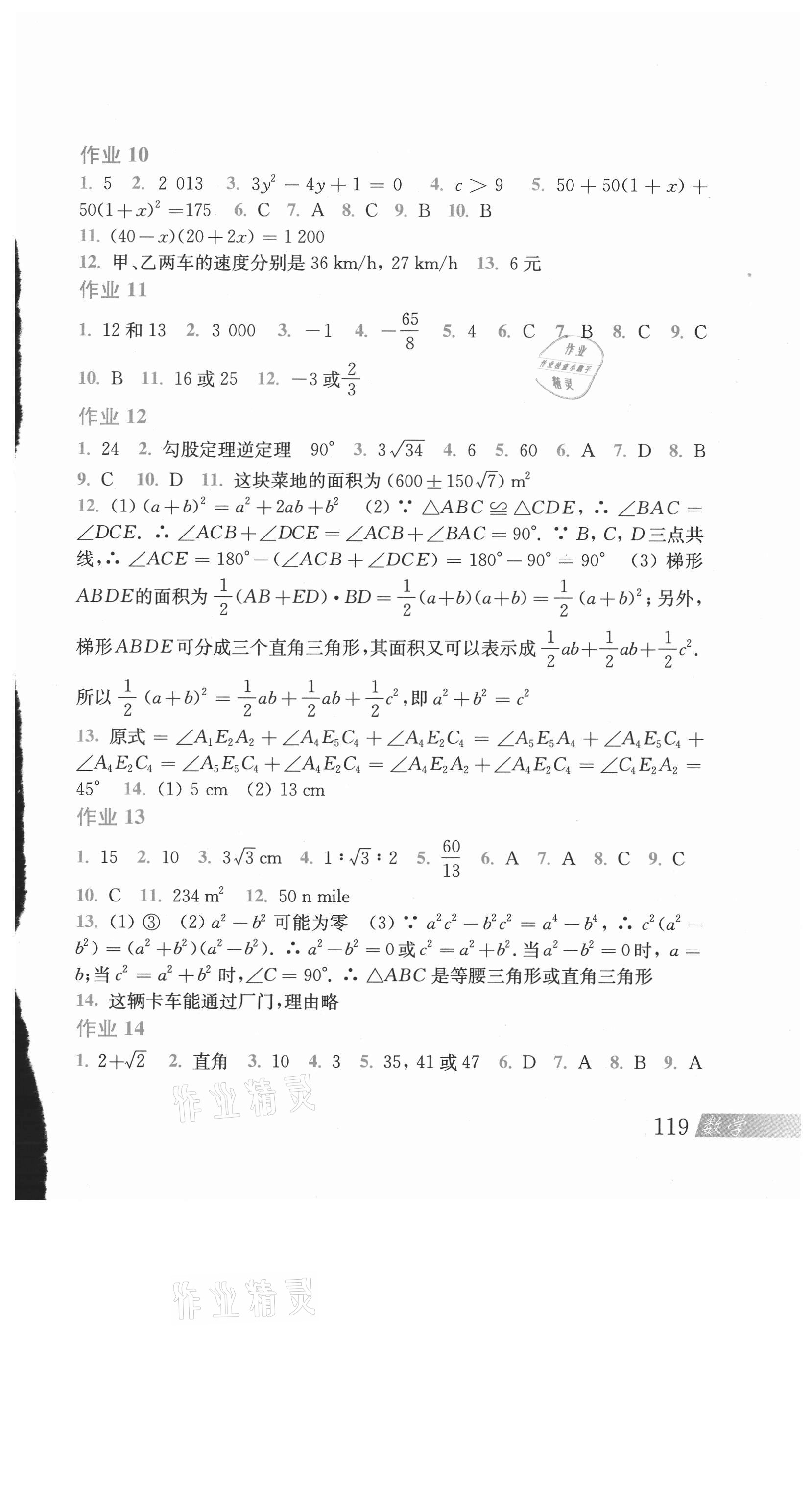 2021年暑假作业八年级数学沪科版上海科学技术出版社 参考答案第3页