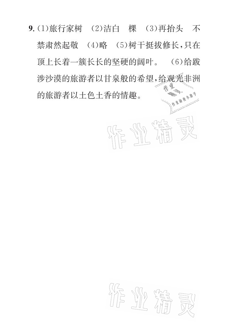 2021年长江暑假作业四年级语文全一册人教版崇文书局 参考答案第6页