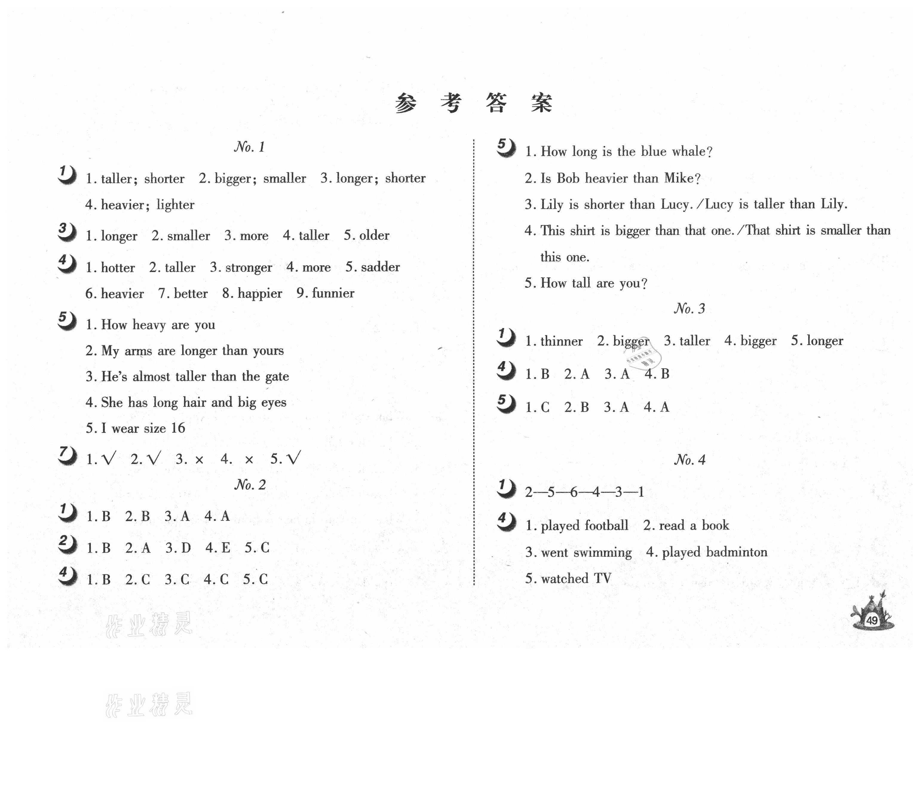 2021年Happy暑假作業(yè)快樂暑假六年級英語武漢大學(xué)出版社 參考答案第1頁