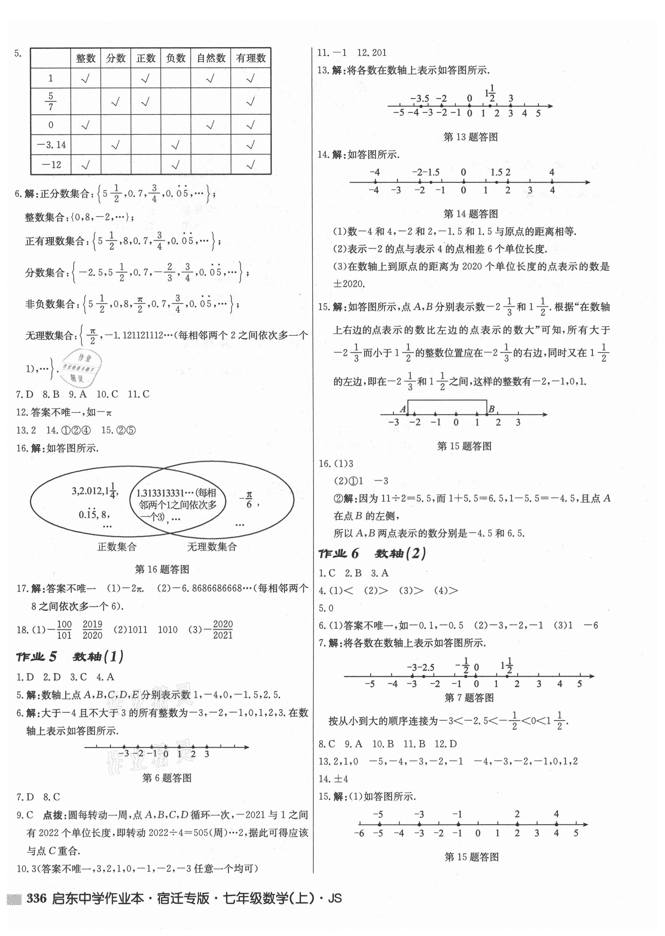 2021年启东中学作业本七年级数学上册苏科版宿迁专版 第2页