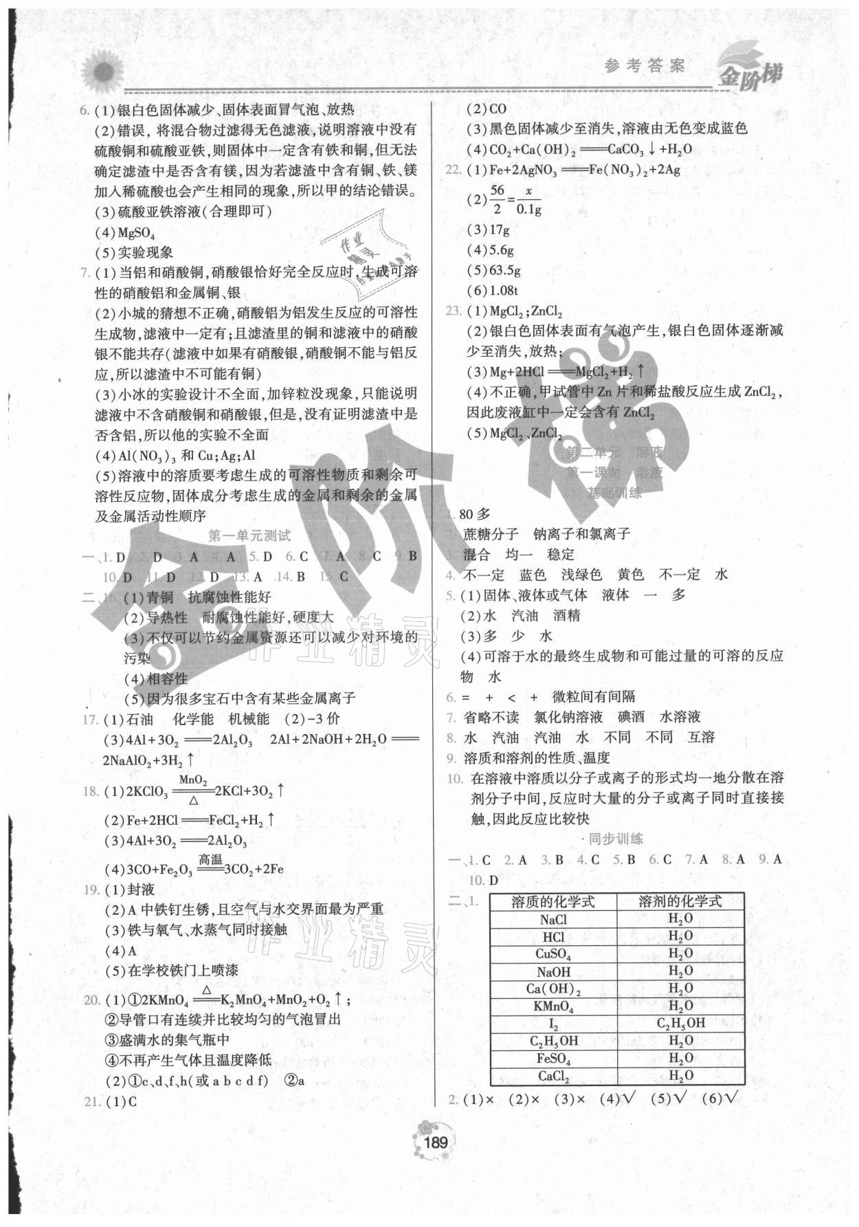 2021年金阶梯课课练单元测九年级化学全一册人教版 第5页