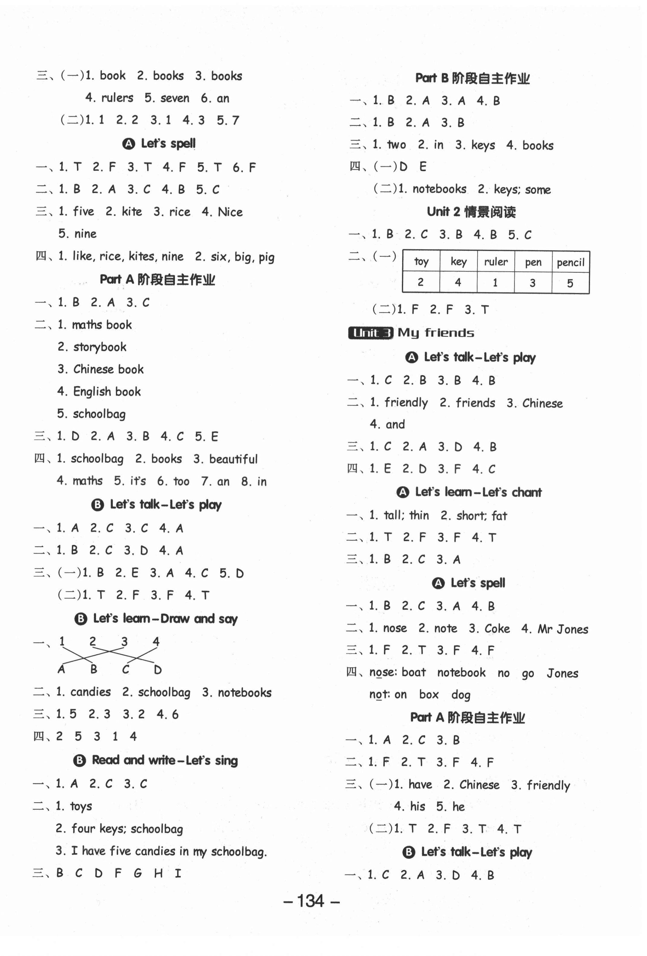 2021年全品學練考四年級英語上冊人教版 參考答案第2頁