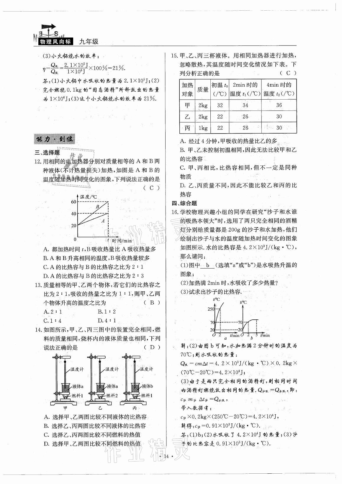 2021年風(fēng)向標(biāo)九年級(jí)物理全一冊(cè)教科版 參考答案第14頁