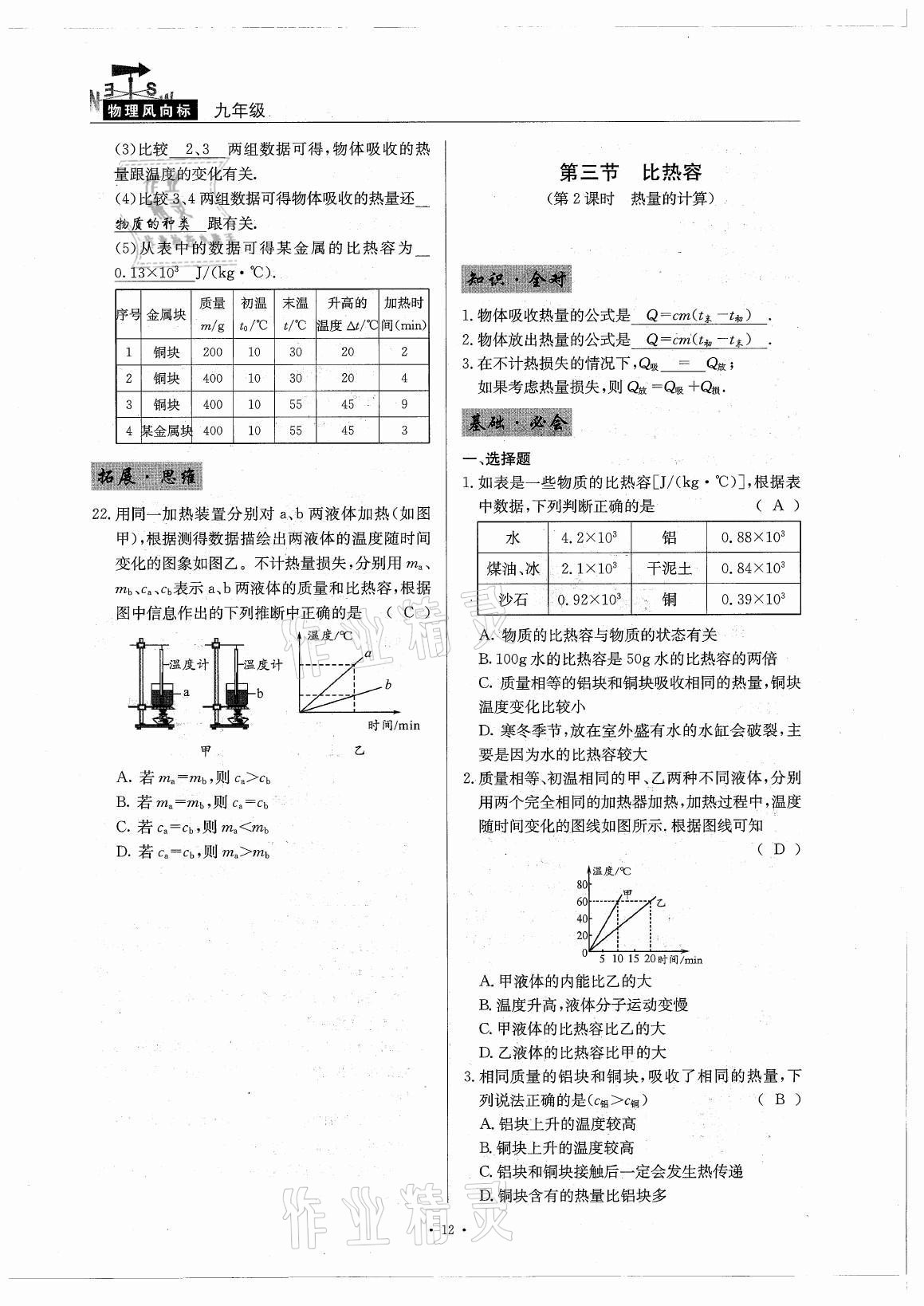 2021年風(fēng)向標(biāo)九年級(jí)物理全一冊教科版 參考答案第12頁