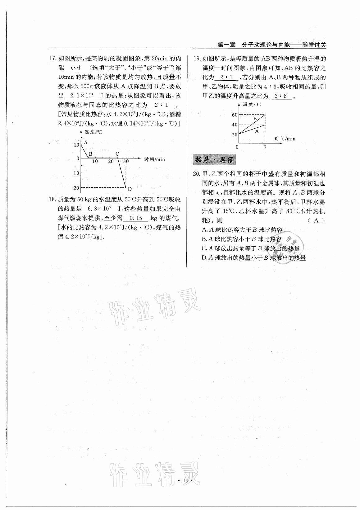 2021年風向標九年級物理全一冊教科版 參考答案第15頁