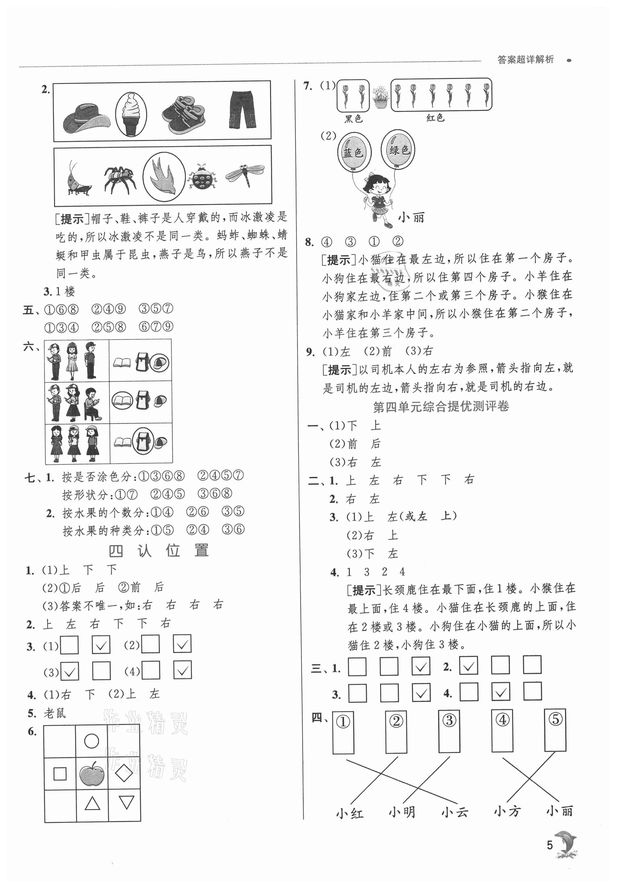 2021年實(shí)驗(yàn)班提優(yōu)訓(xùn)練一年級數(shù)學(xué)上冊蘇教版江蘇專用 參考答案第5頁