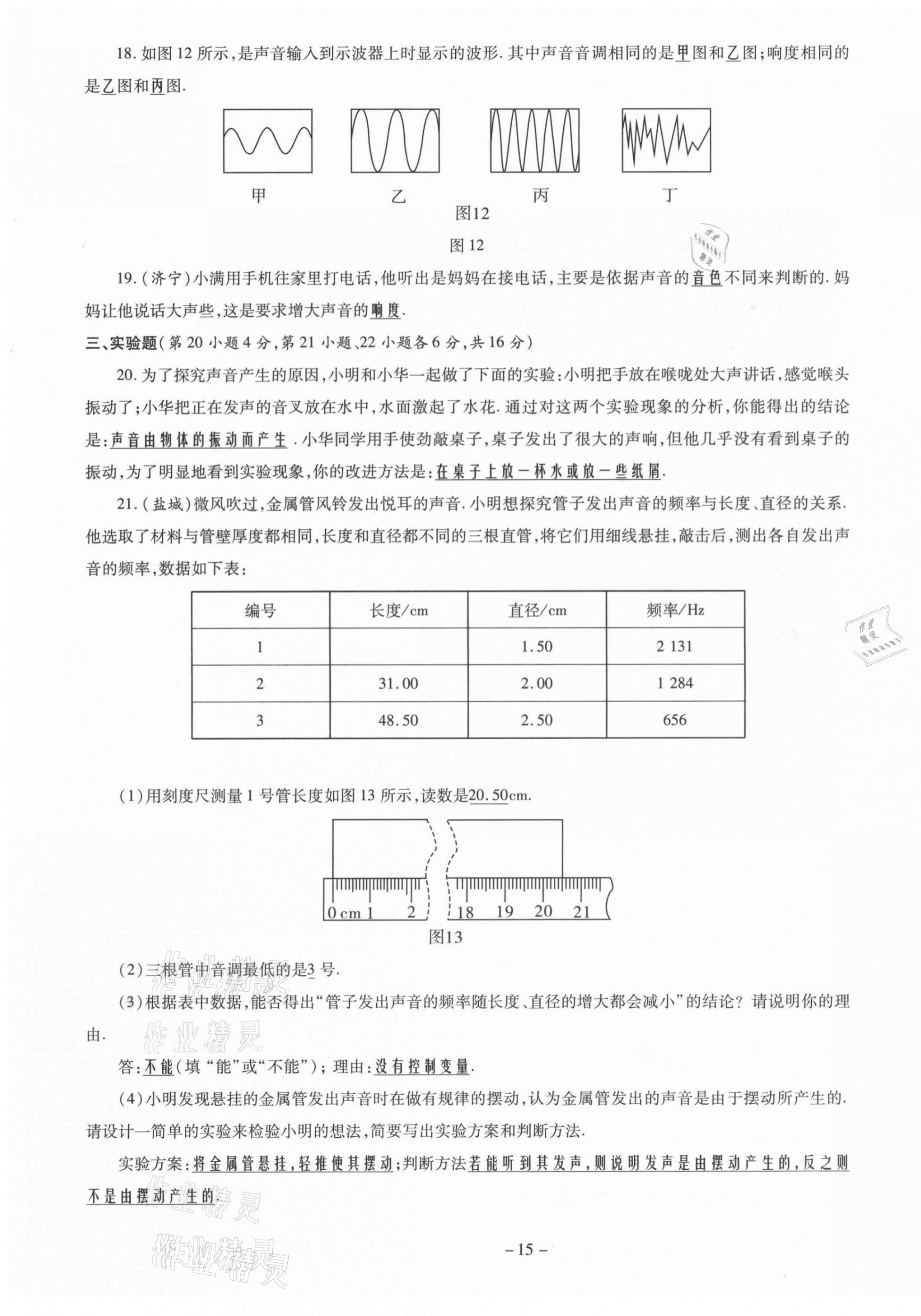 2021年经典密卷八年级物理上册人教版 第15页