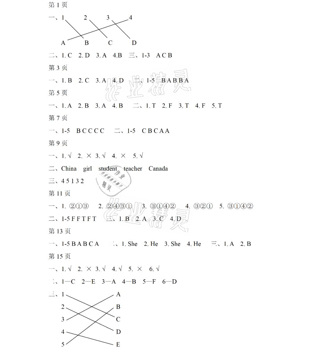 2021年陽(yáng)光假日暑假三年級(jí)英語(yǔ)人教PEP版 參考答案第1頁(yè)