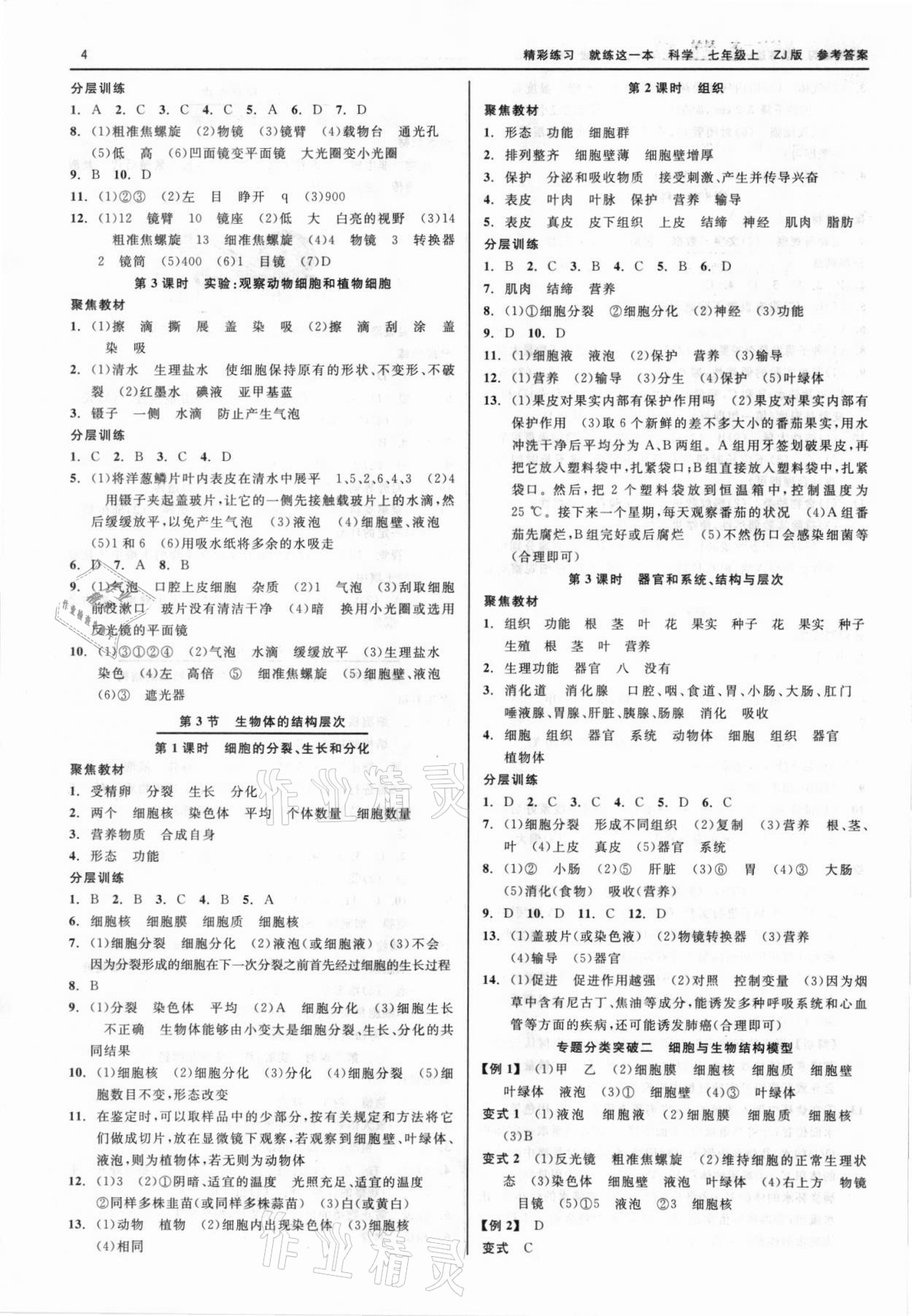 2021年精彩练习就练这一本七年级科学上册浙教版 第4页