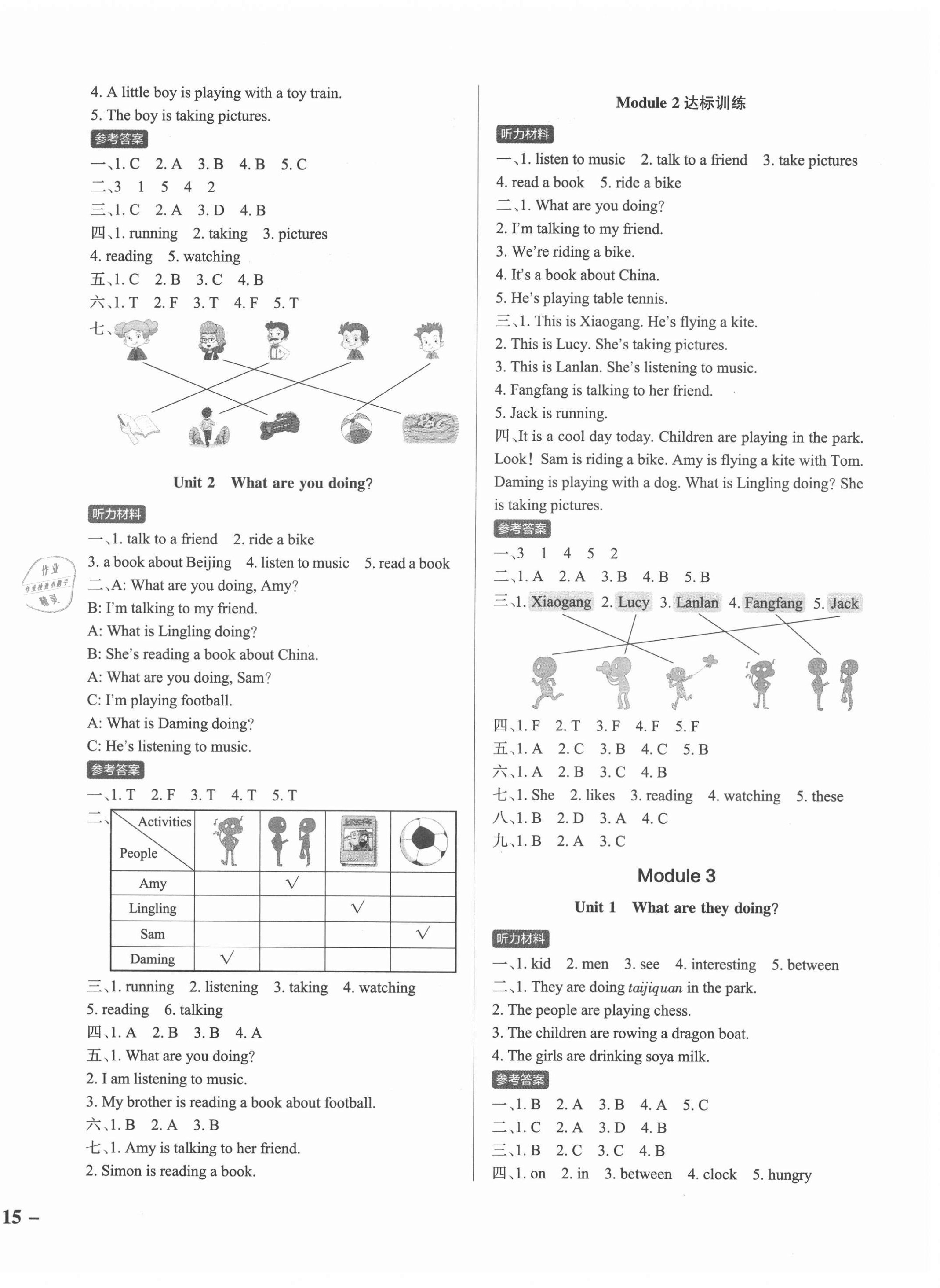 2021年小學(xué)學(xué)霸作業(yè)本四年級英語上冊外研版 參考答案第2頁