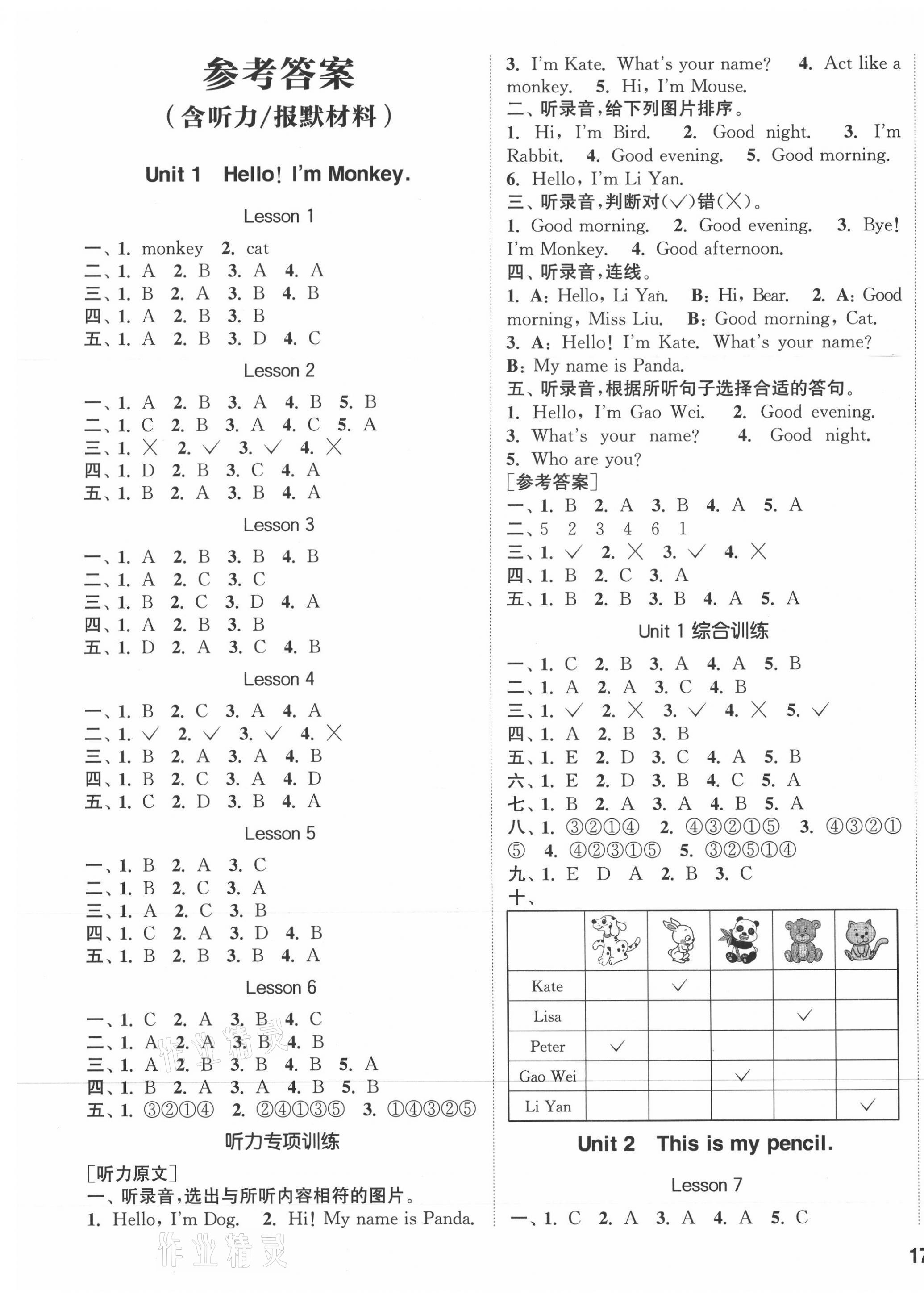 2021年通城學(xué)典課時(shí)作業(yè)本三年級(jí)英語(yǔ)上冊(cè)人教精通版 參考答案第1頁(yè)