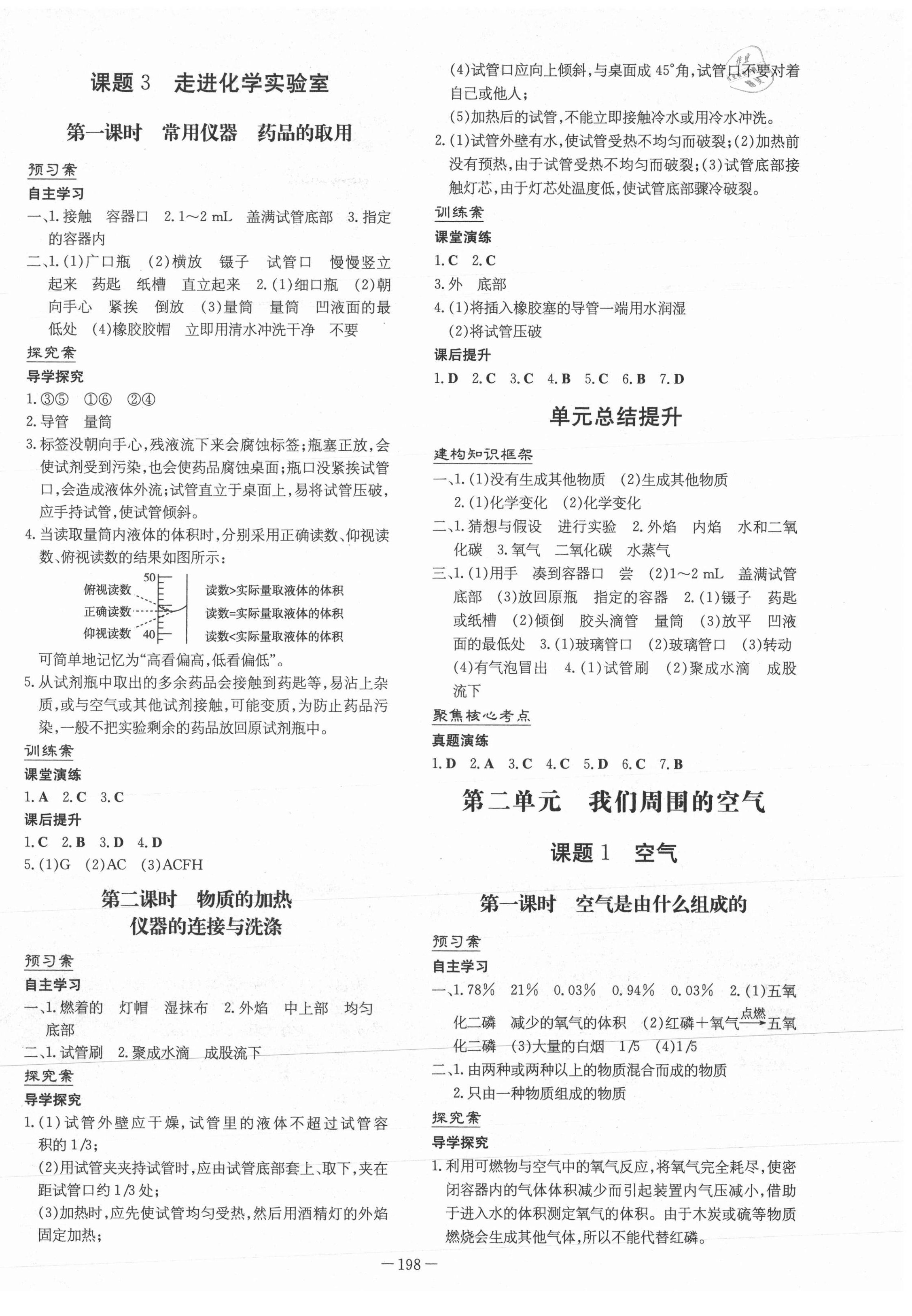 2021年初中同步学习导与练导学探究案九年级化学全一册人教版 参考答案第2页