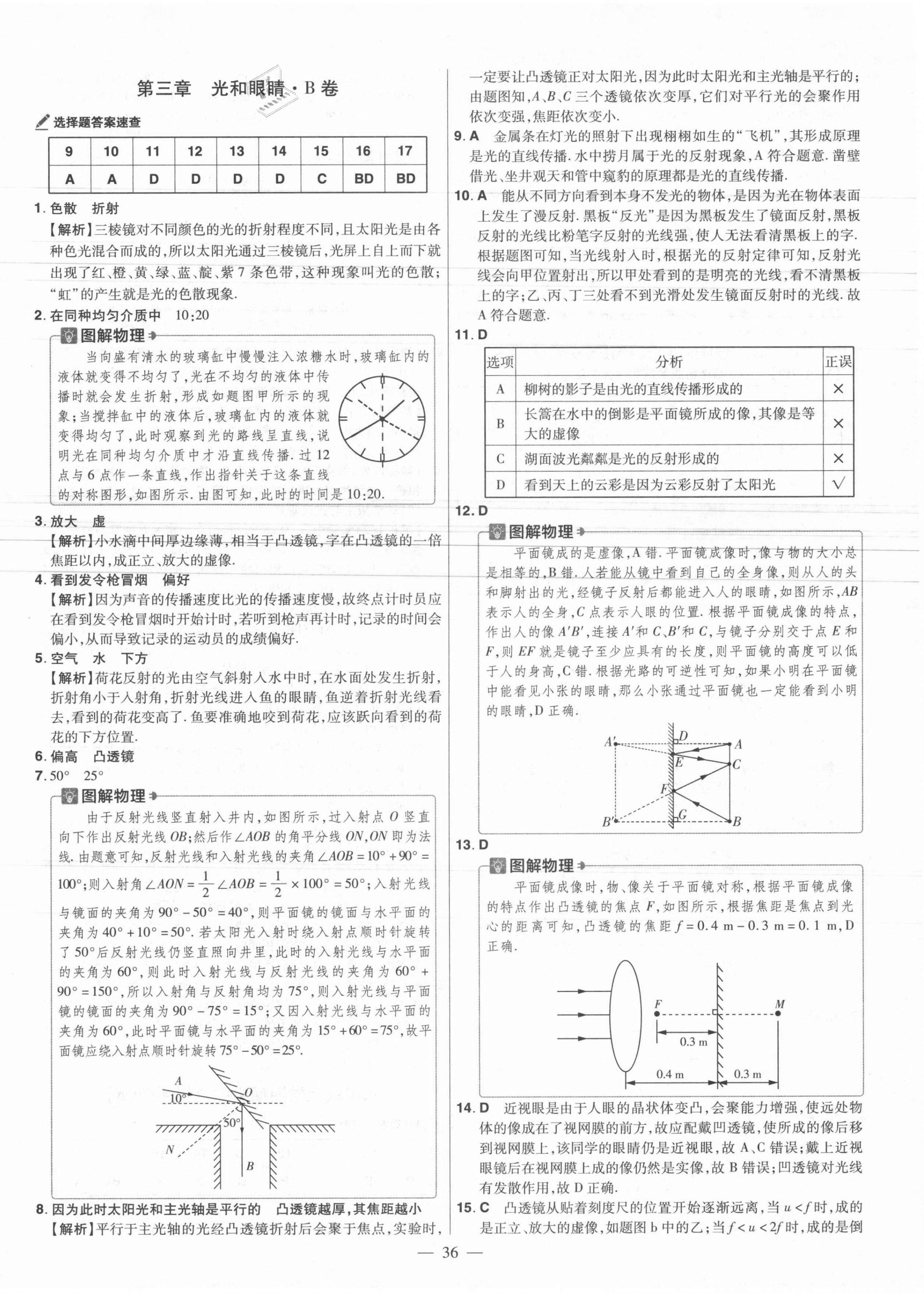 2021年金考卷活頁題選八年級物理上冊滬粵版 參考答案第6頁