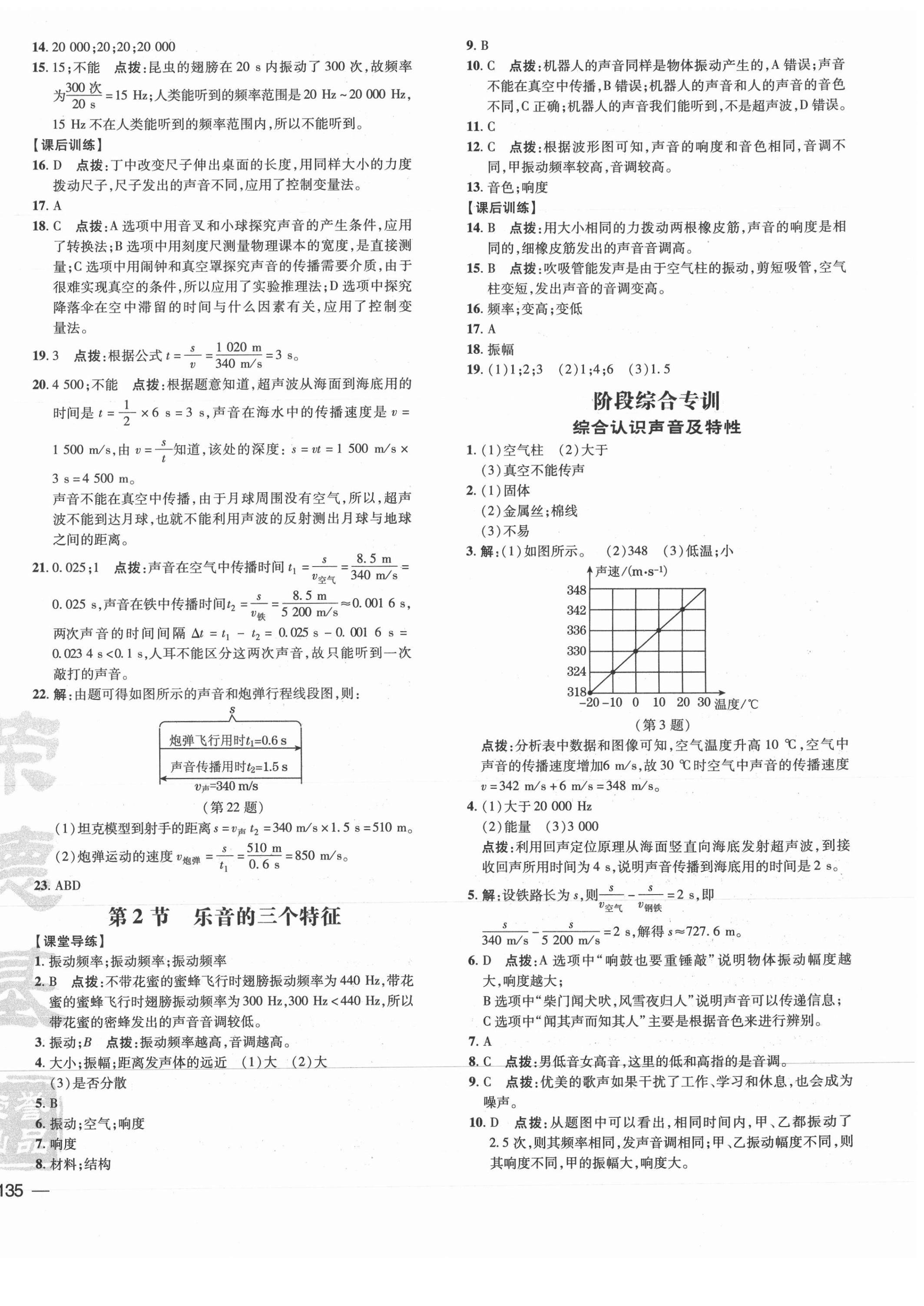 2021年點撥訓(xùn)練八年級物理上冊教科版 參考答案第6頁