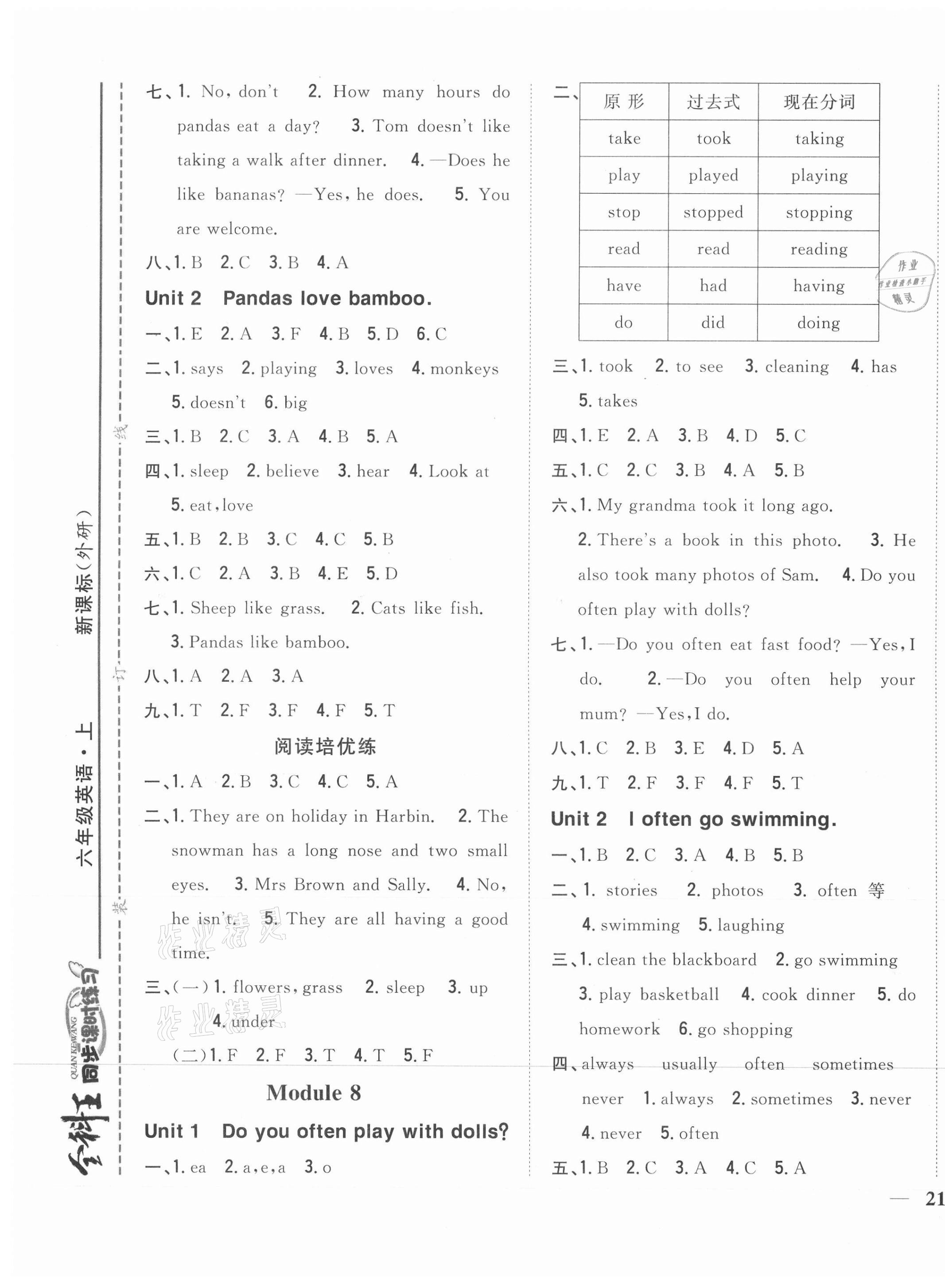 2021年全科王同步课时练习六年级英语上册外研版 第5页