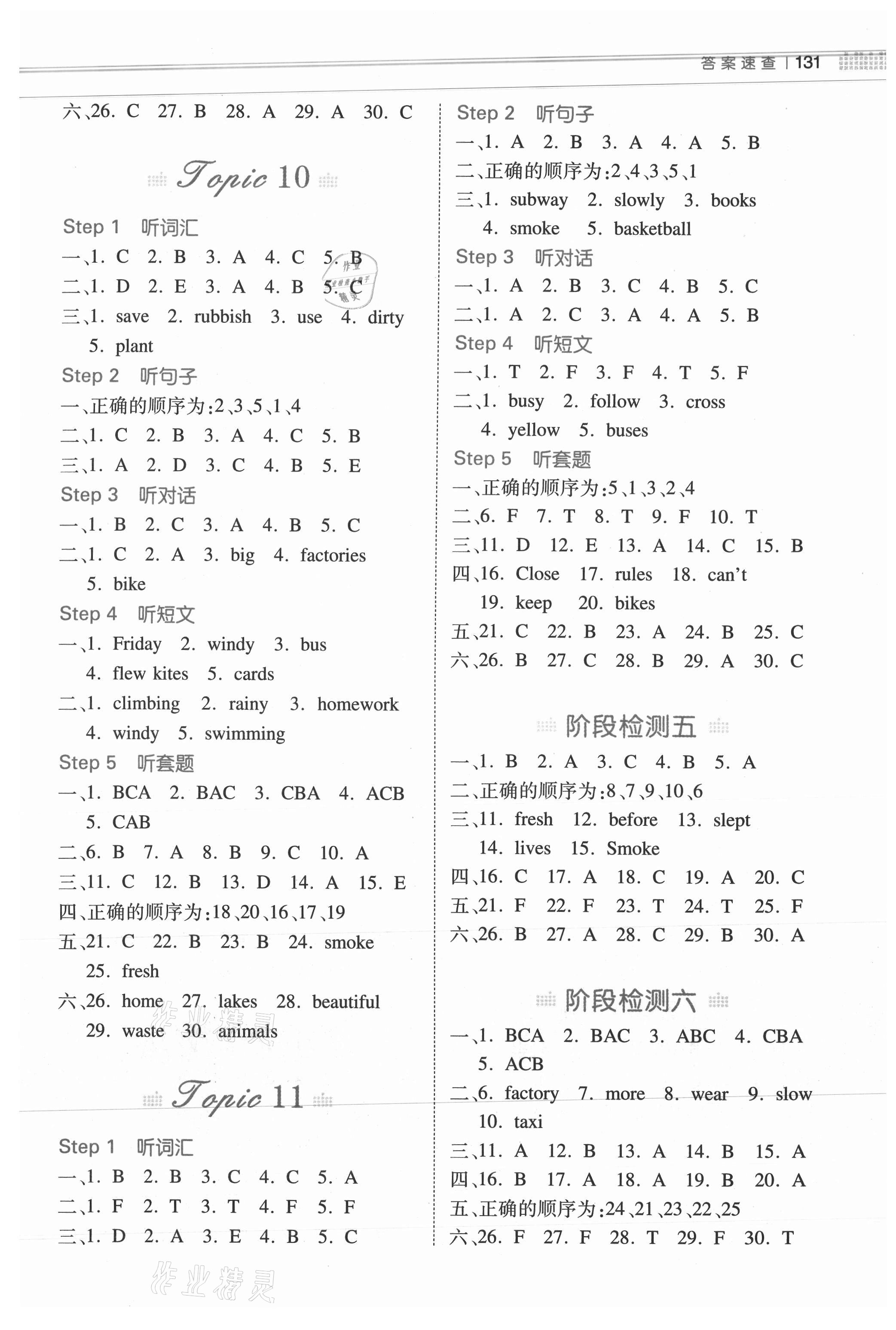 2021年一本听力话题步步练六年级英语 第5页