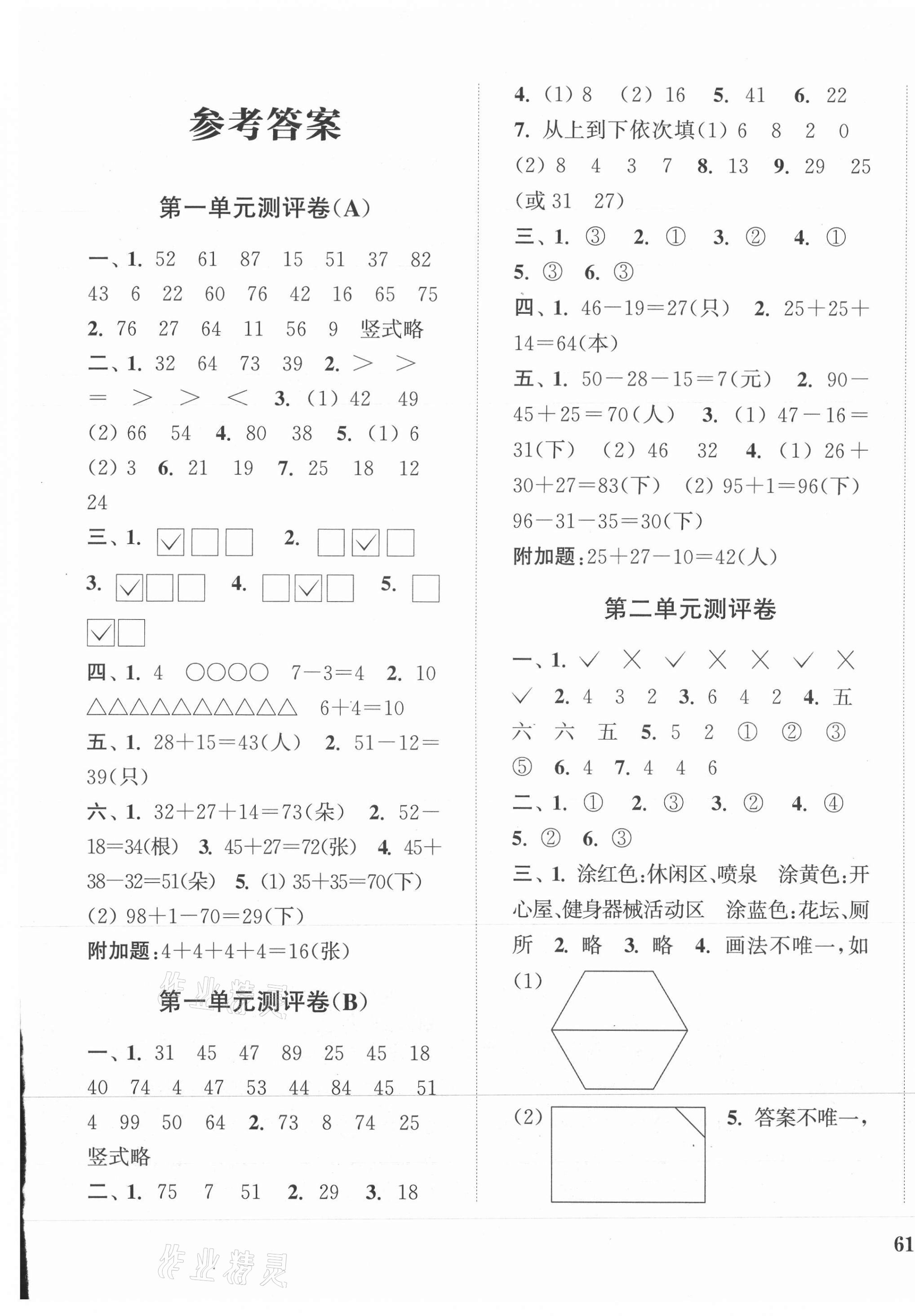 2021年通城學典全程測評卷二年級數(shù)學上冊蘇教版江蘇專版 第1頁