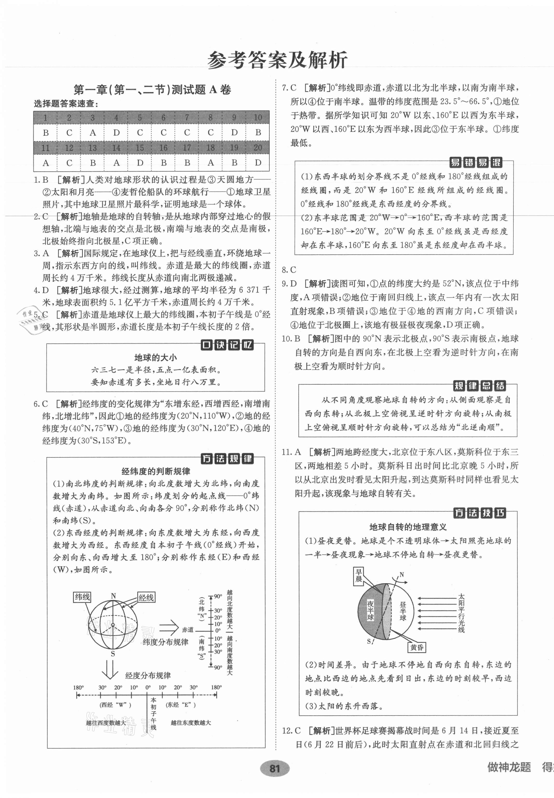 2021年海淀單元測(cè)試AB卷七年級(jí)地理上冊(cè)人教版 第1頁