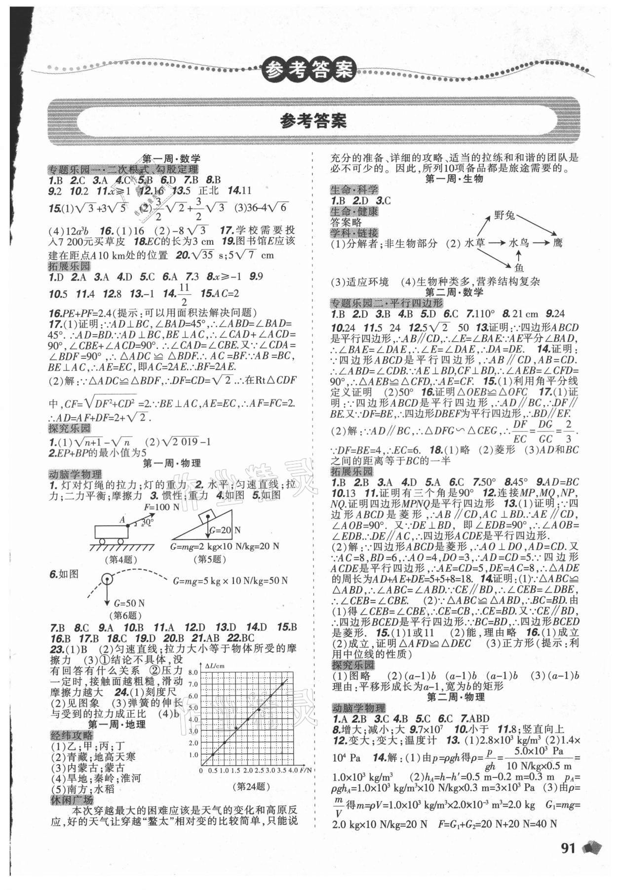 2021年暑假樂園八年級(jí)理科版遼寧師范大學(xué)出版社 第1頁