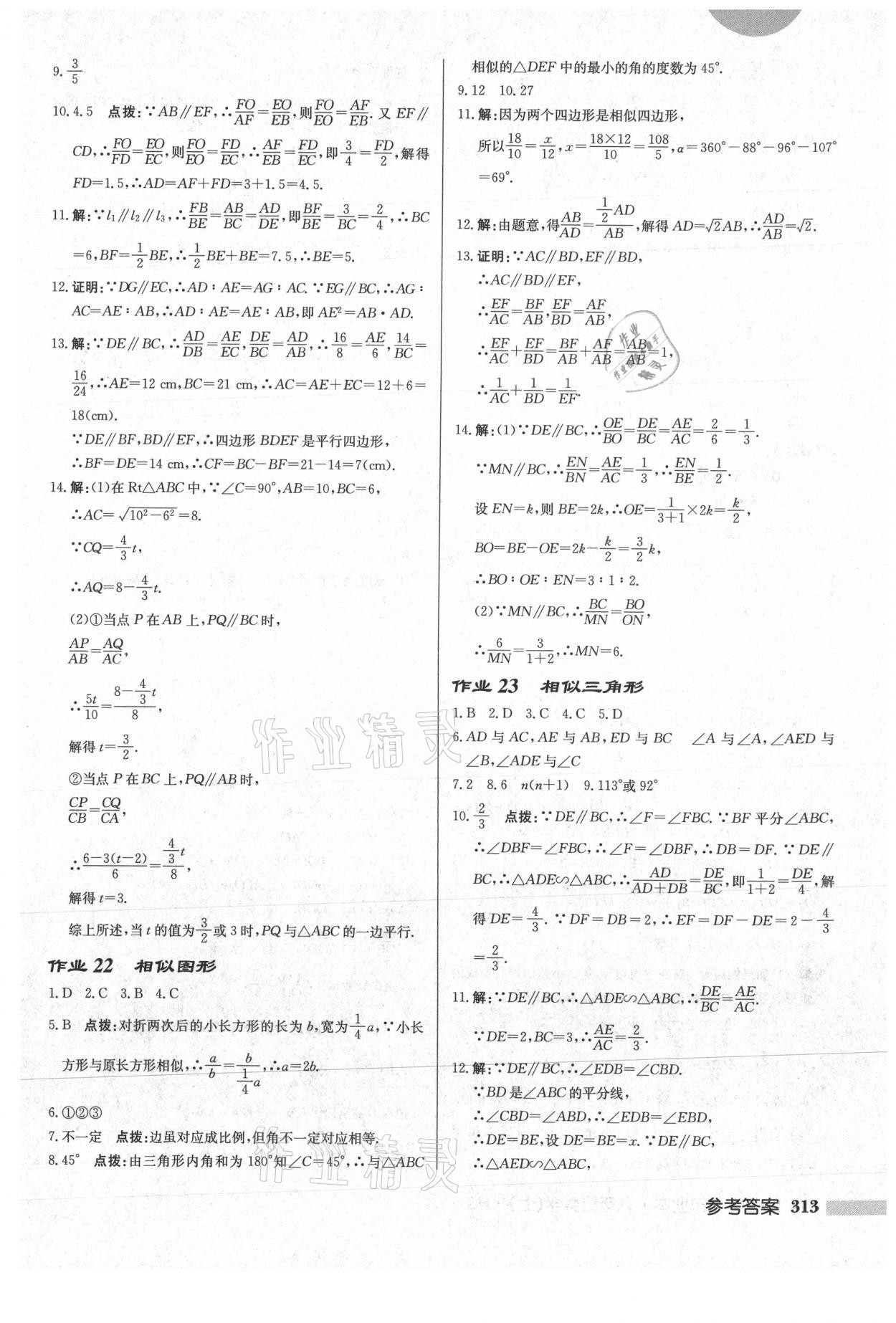 2021年啟東中學(xué)作業(yè)本九年級數(shù)學(xué)上冊華師大版 參考答案第15頁