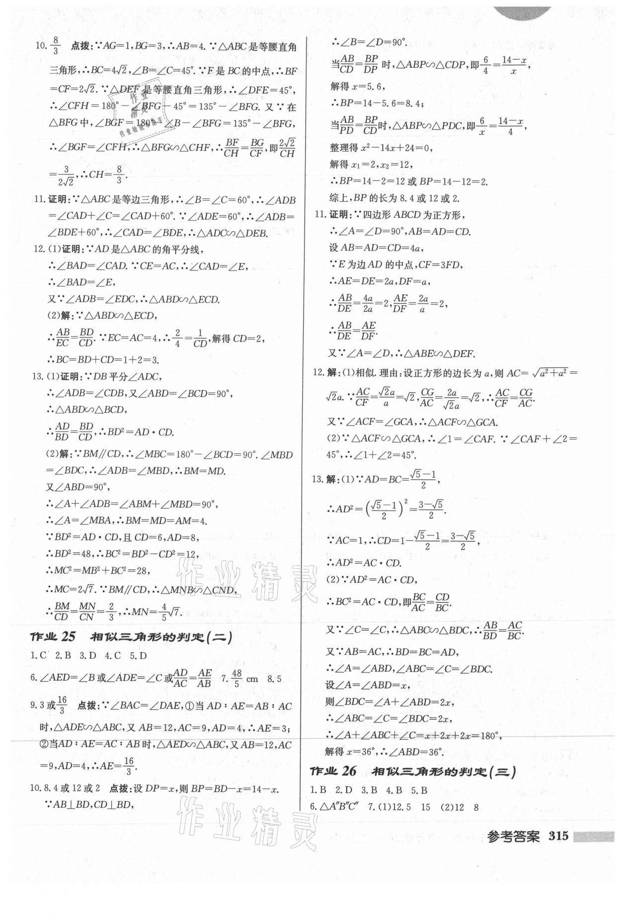 2021年啟東中學(xué)作業(yè)本九年級(jí)數(shù)學(xué)上冊(cè)華師大版 參考答案第17頁