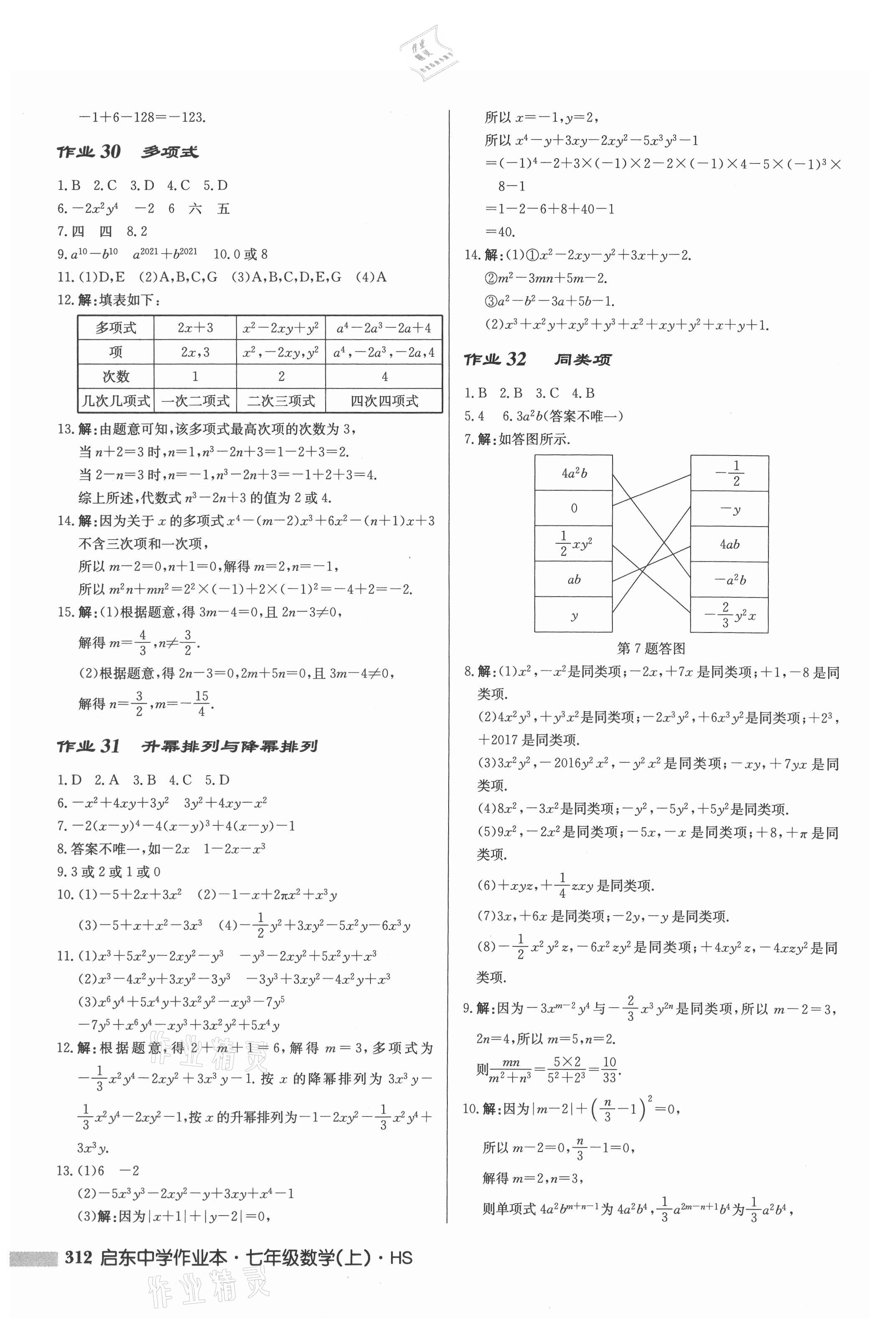 2021年启东中学作业本七年级数学上册华师大版 第14页