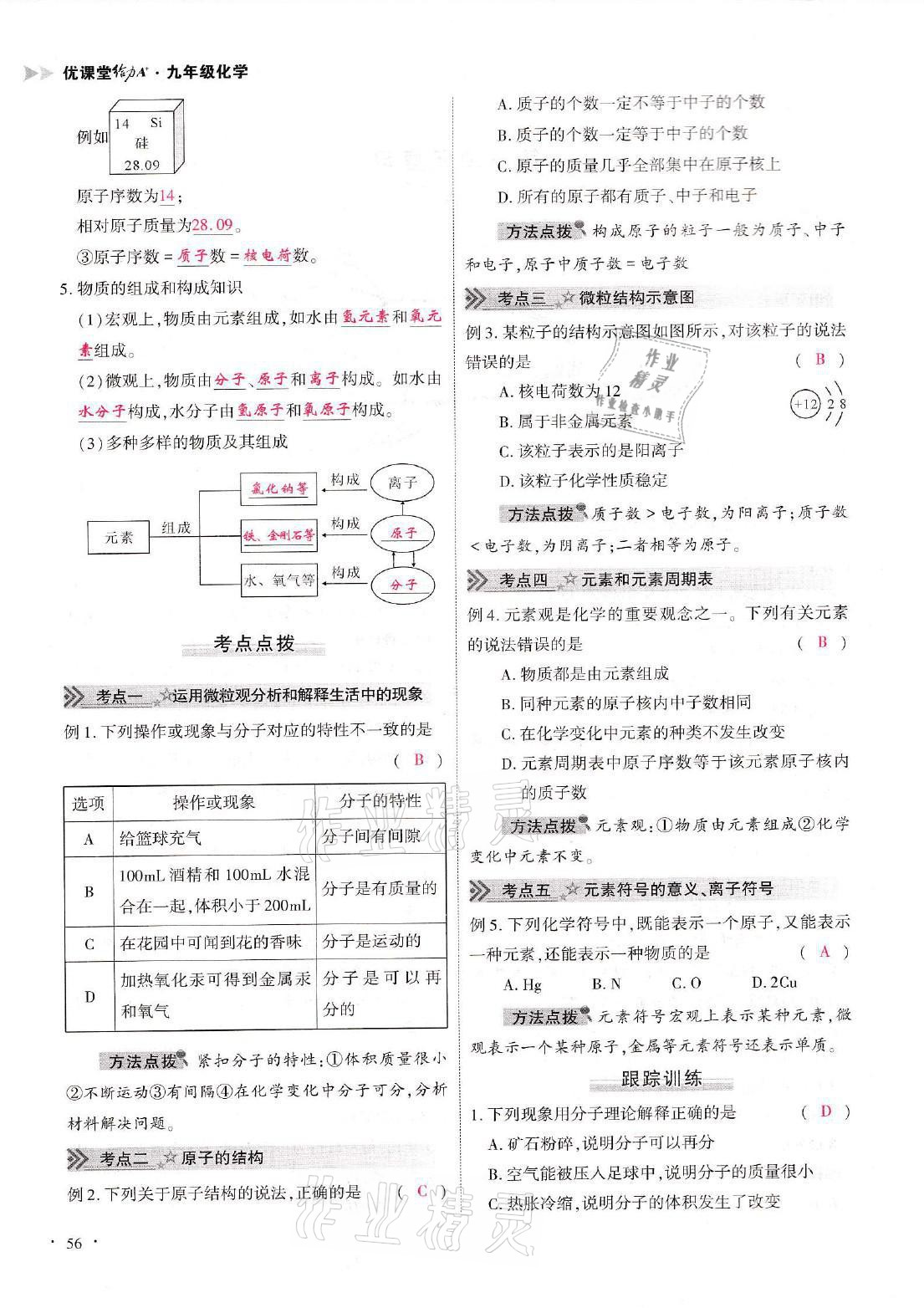 2021年优课堂给力A加九年级化学全一册人教版 参考答案第56页