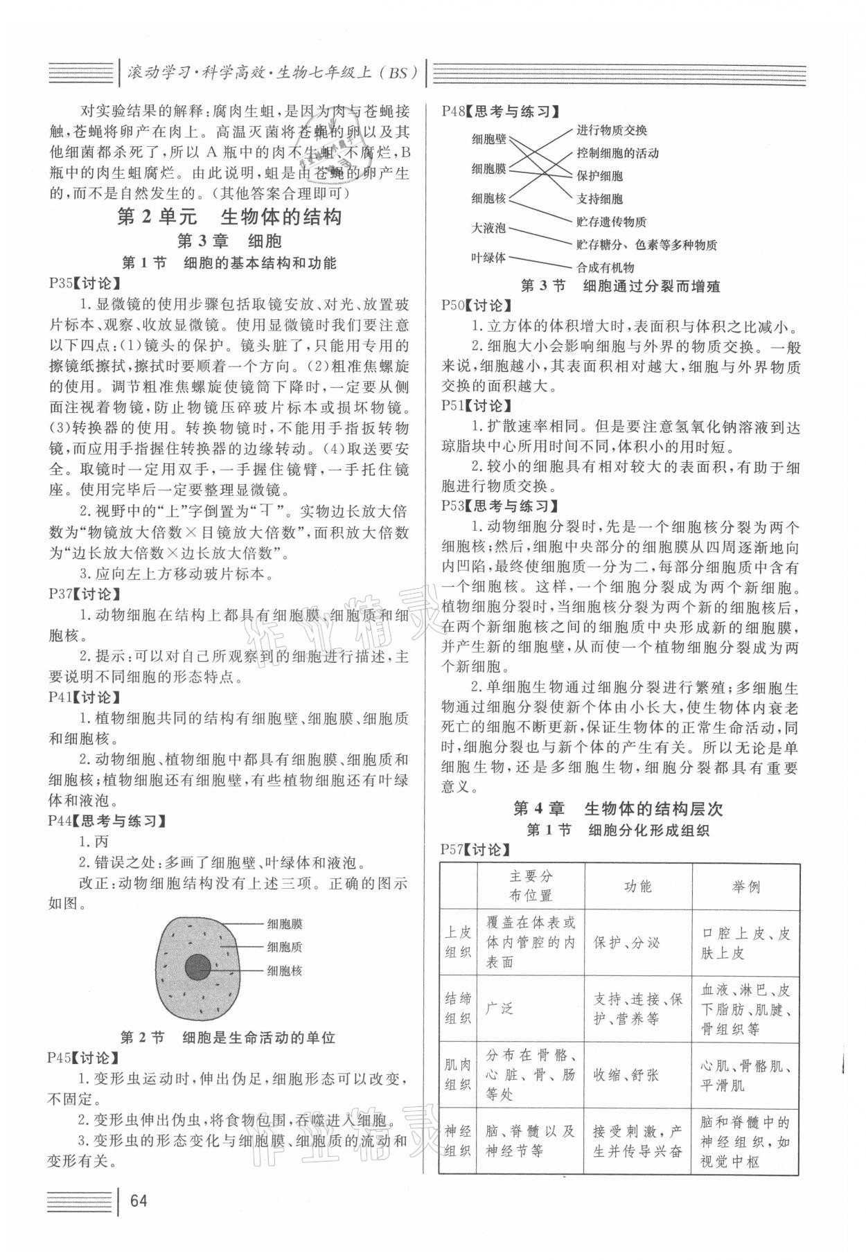 2021年教材課本七年級生物上冊北師大版 參考答案第2頁