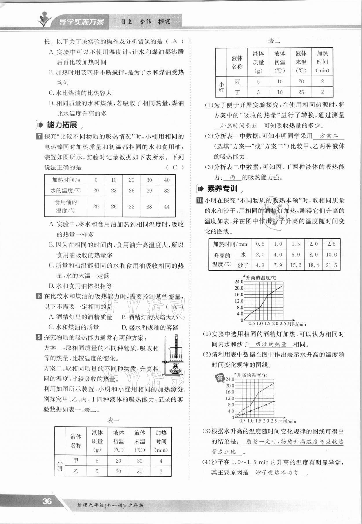 2021年金太阳导学案九年级物理全一册沪科版 参考答案第36页