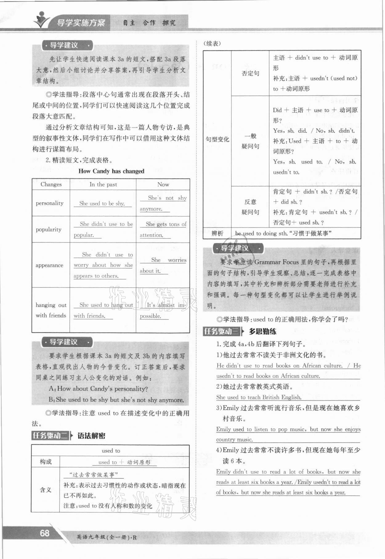 2021年金太陽導(dǎo)學(xué)案九年級(jí)英語全一冊(cè)人教版 參考答案第68頁