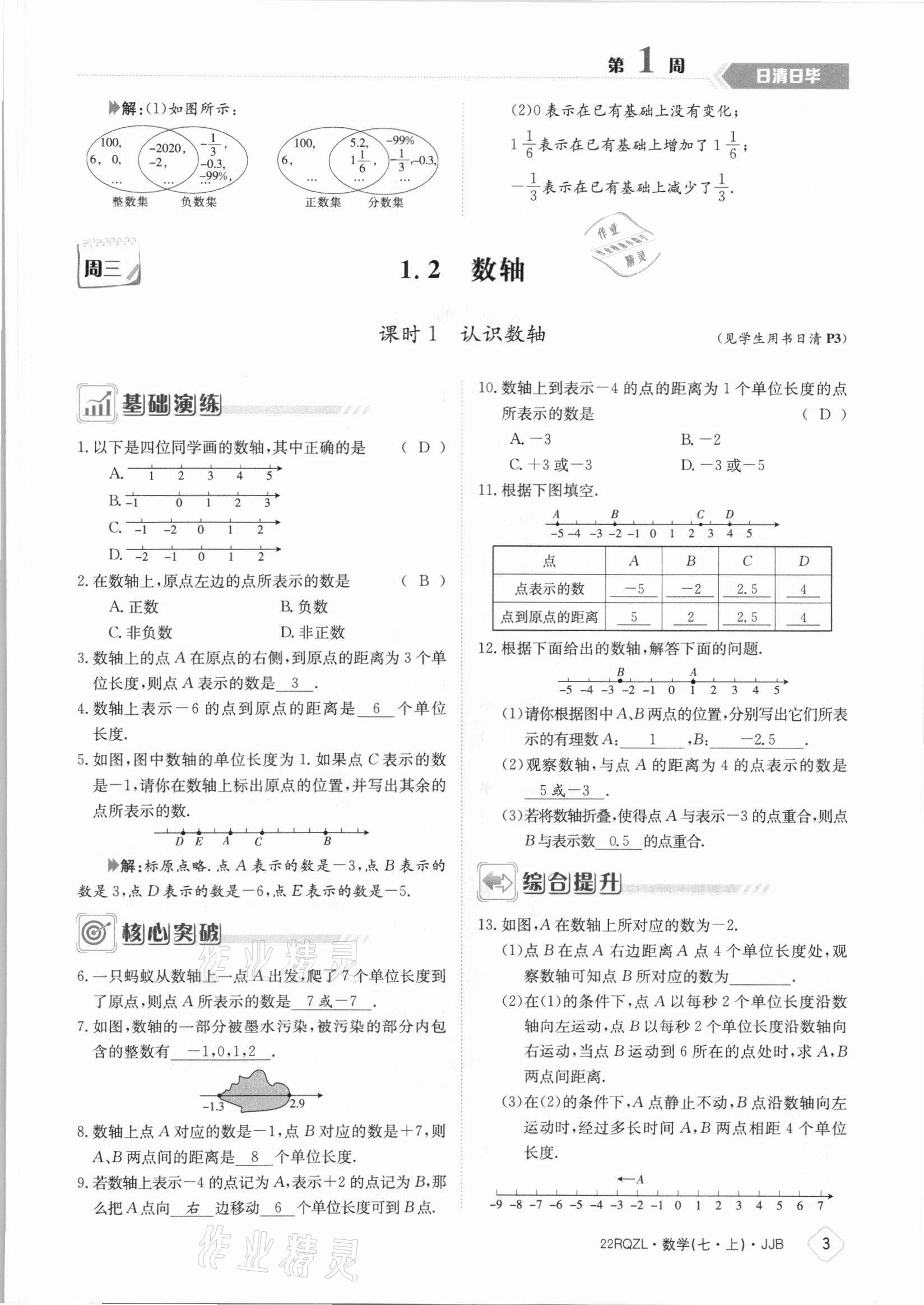 2021年日清周練七年級數(shù)學(xué)上冊冀教版 參考答案第3頁