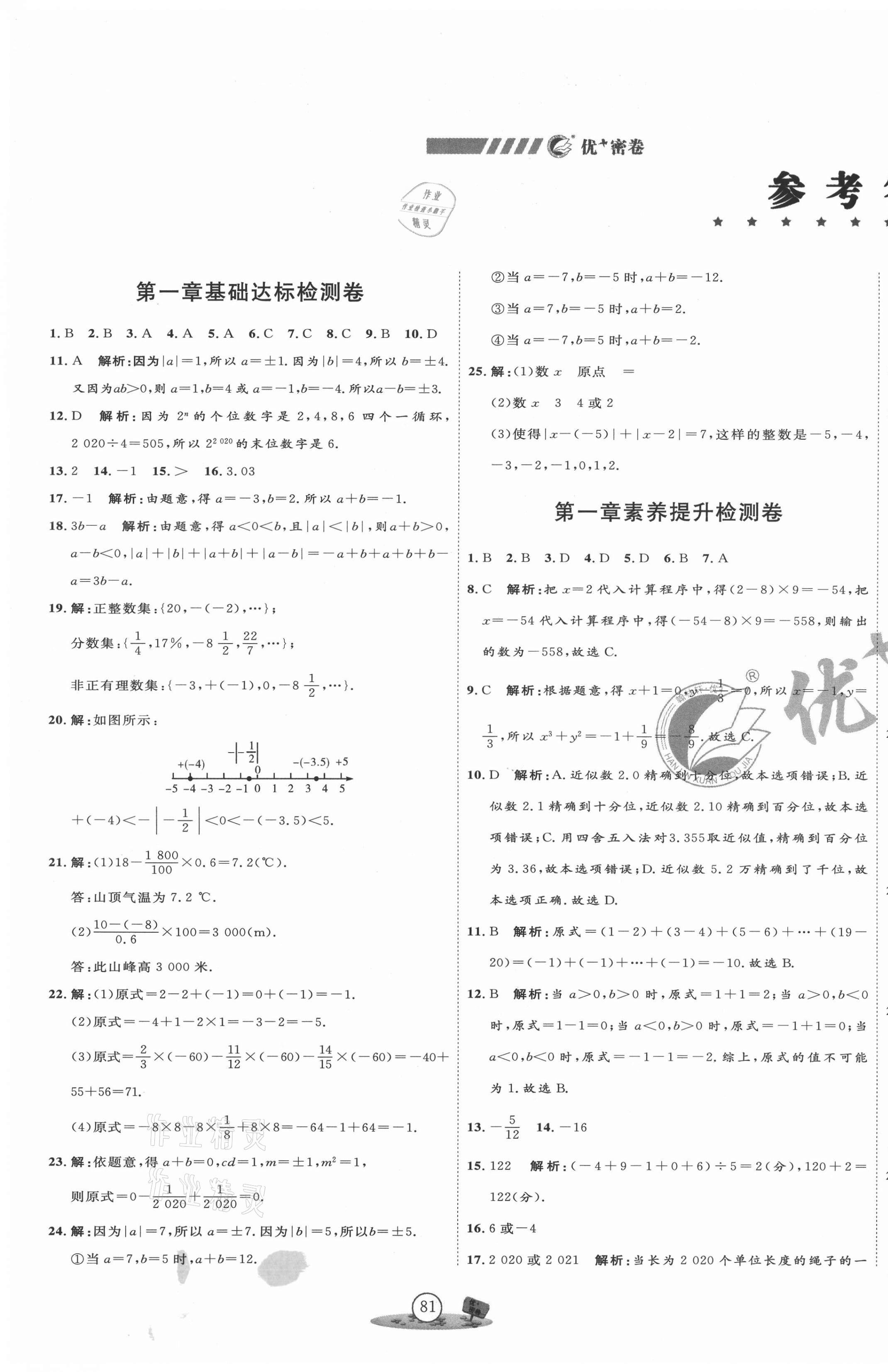 2021年優(yōu)加密卷七年級(jí)數(shù)學(xué)上冊(cè)人教版 第1頁