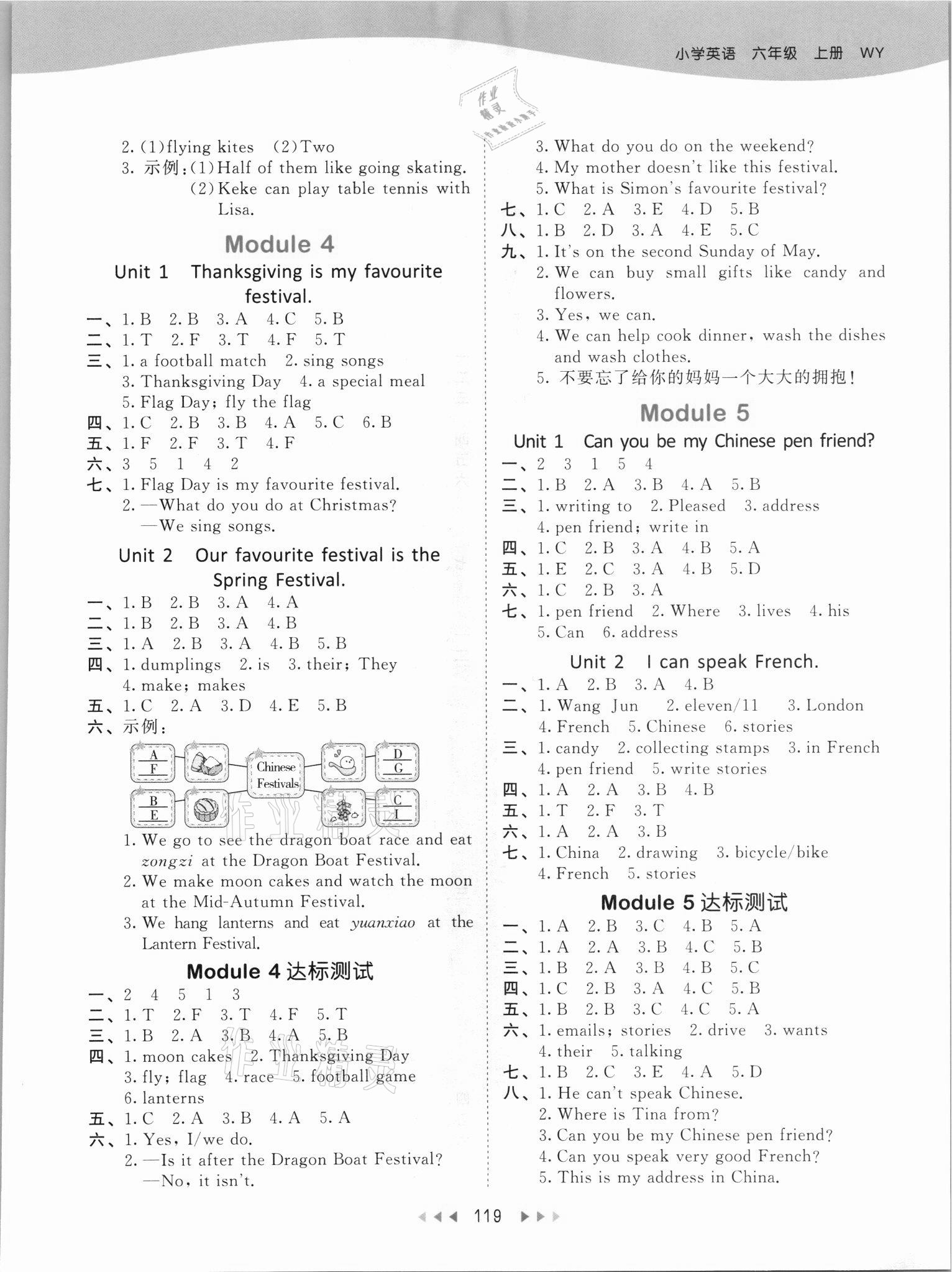 2021年53天天練六年級英語上冊外研版 參考答案第3頁