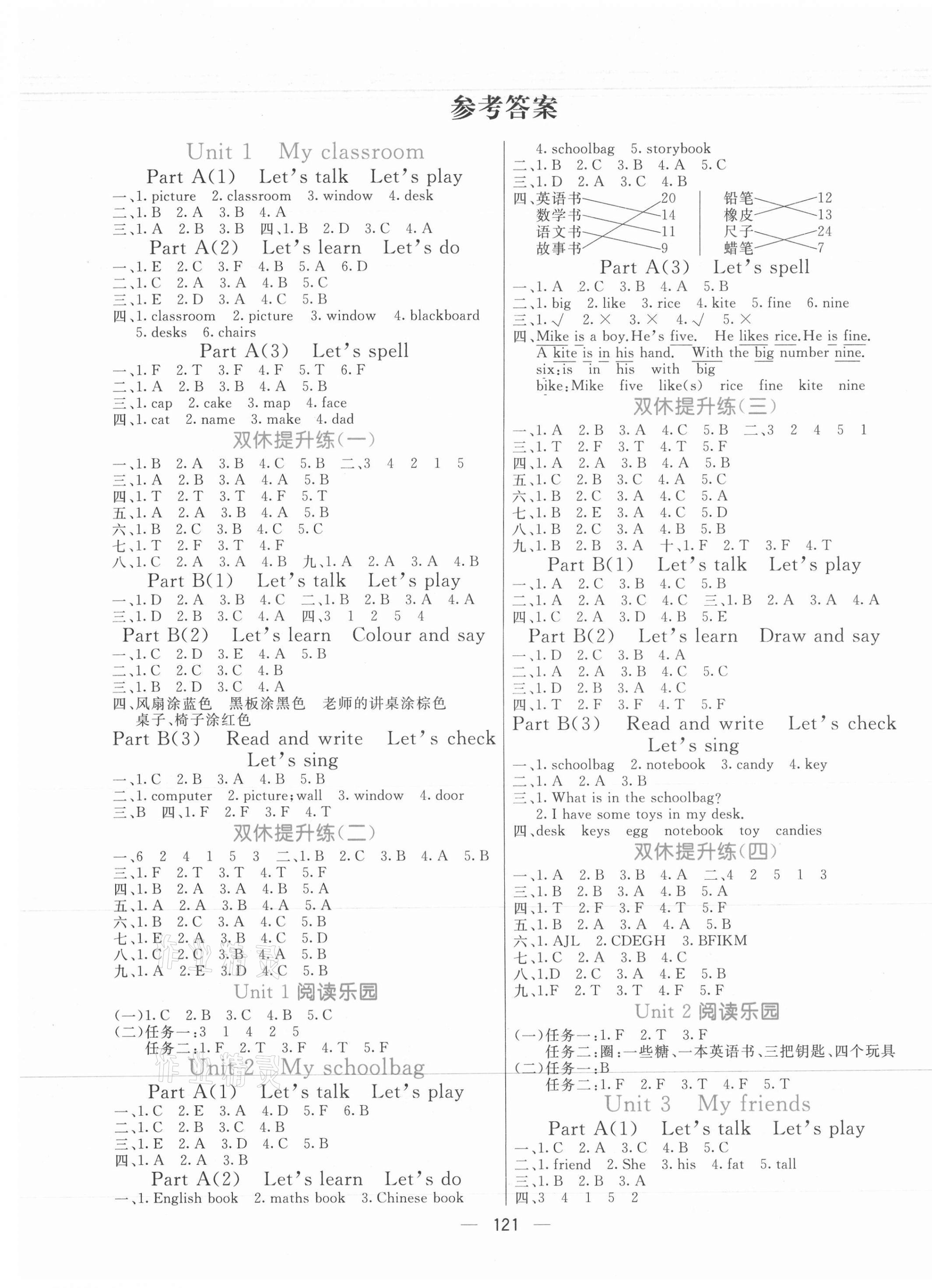 2021年亮點(diǎn)激活提優(yōu)天天練四年級(jí)英語上冊(cè)人教版 第1頁