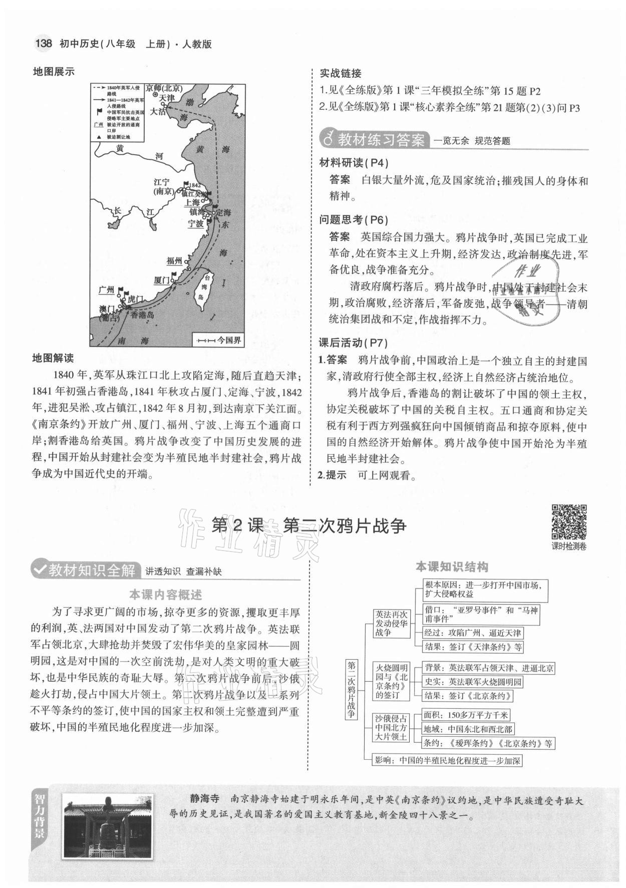 2021年教材課本八年級(jí)歷史上冊(cè)人教版 參考答案第4頁