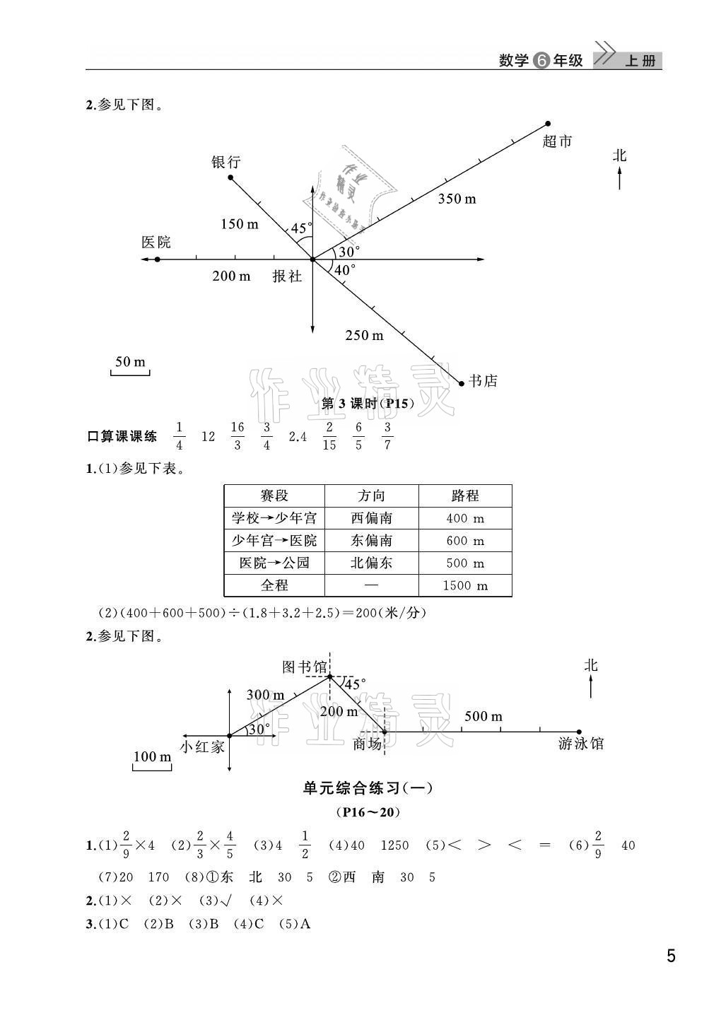 2021年课堂作业武汉出版社六年级数学上册人教版 第5页