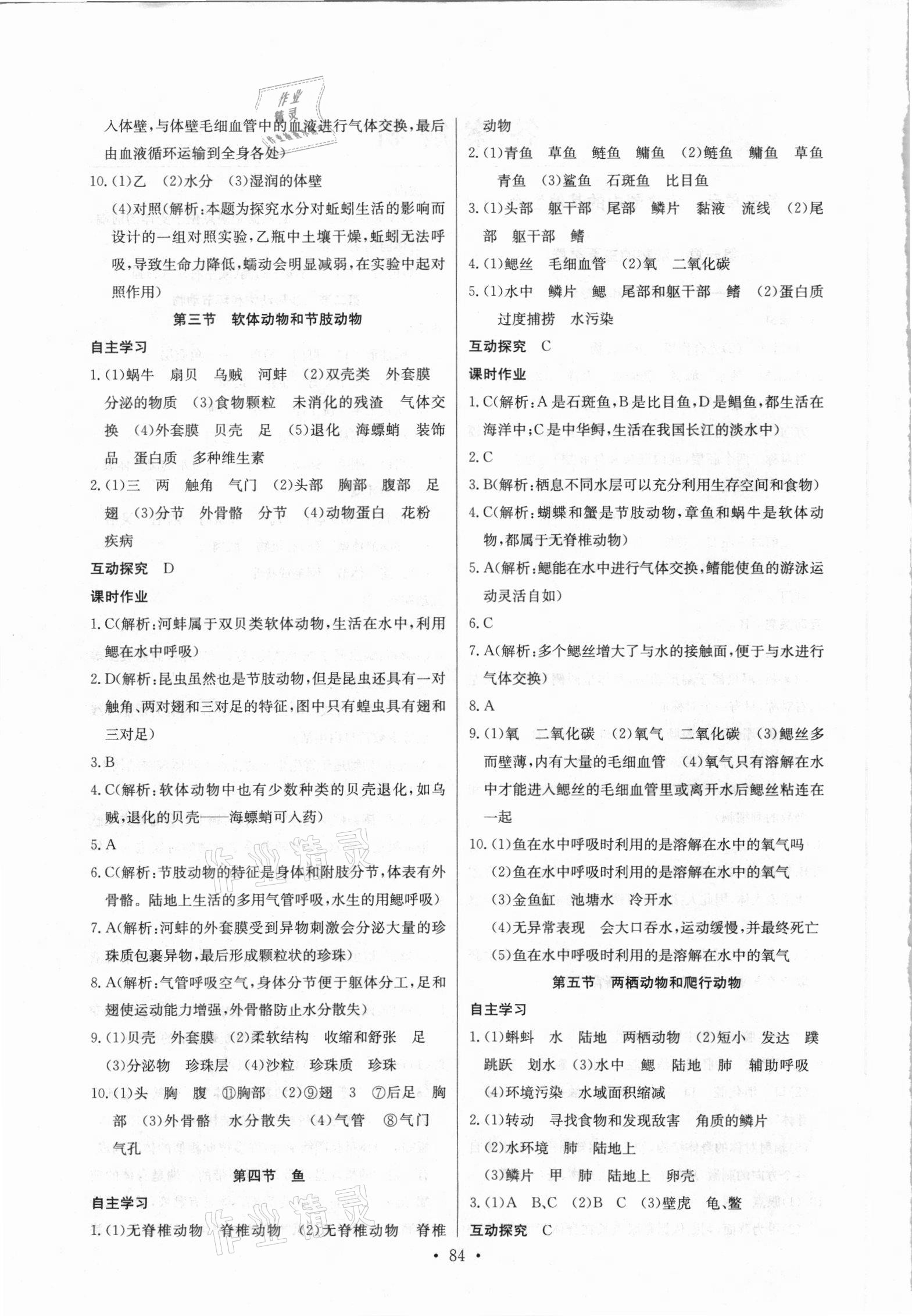 2021年长江全能学案同步练习册八年级生物上册人教版 第2页