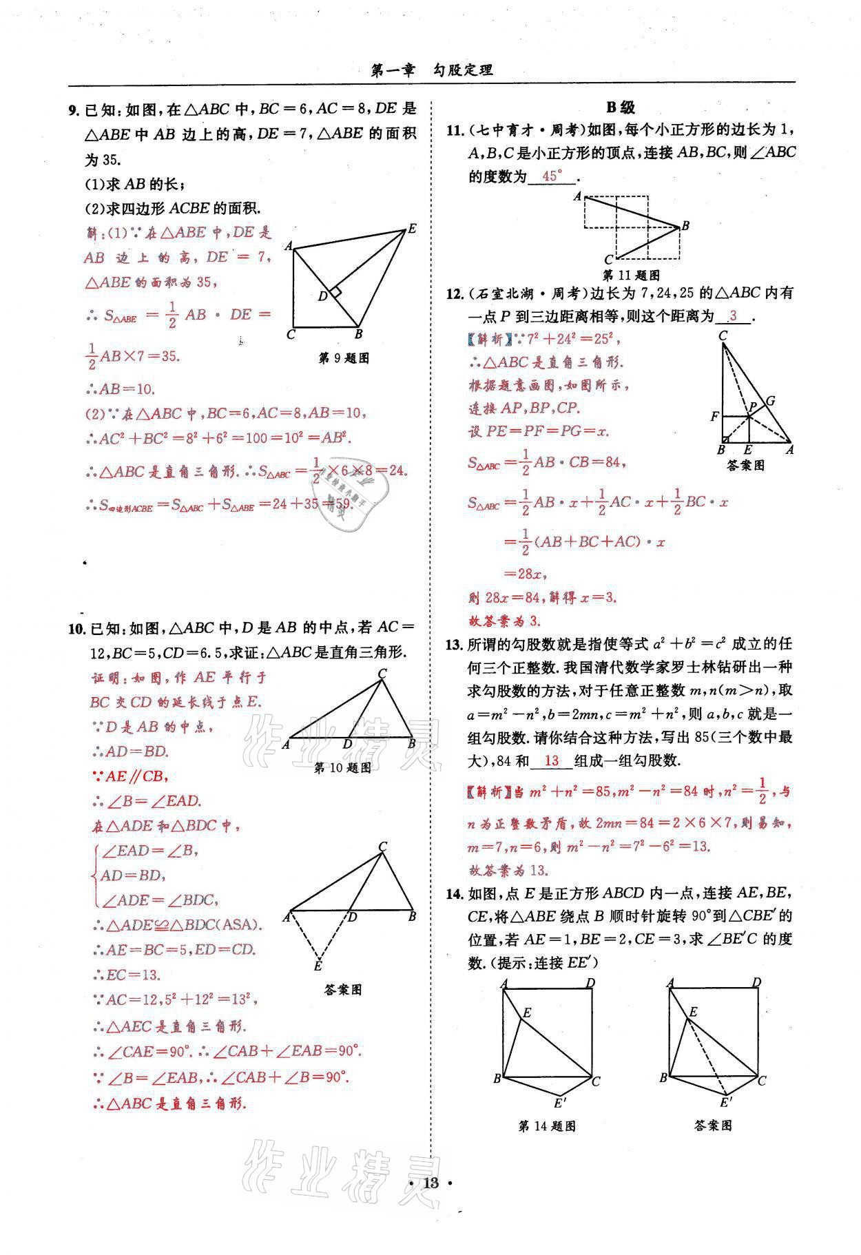 2021年蓉城学霸八年级数学上册北师大版 参考答案第13页