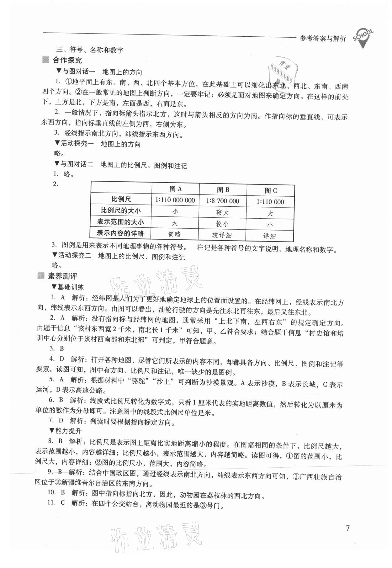 2021年新课程问题解决导学方案七年级地理上册晋教版 参考答案第7页