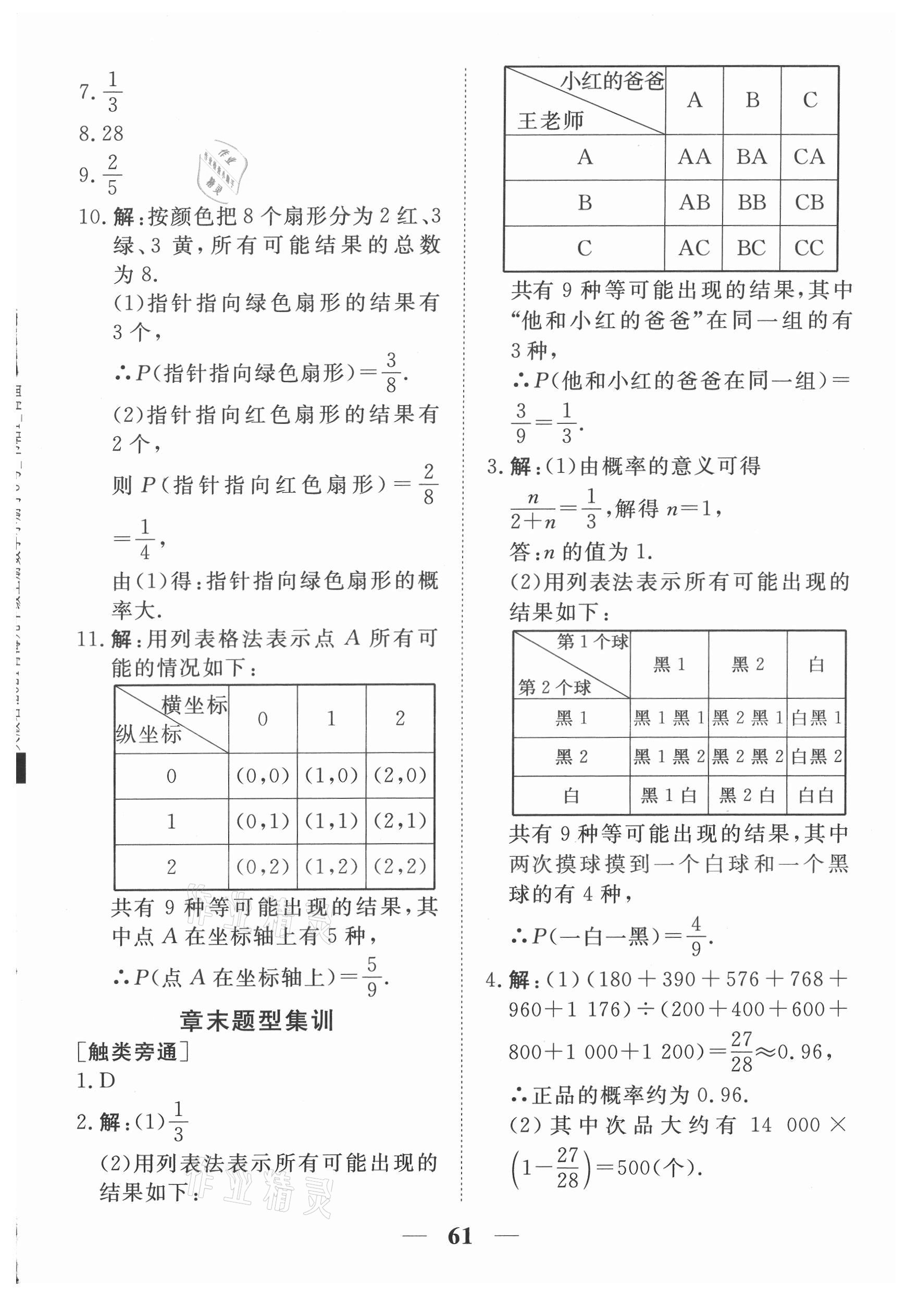 2021年新坐標(biāo)同步練習(xí)九年級(jí)數(shù)學(xué)上冊(cè)人教版青海專用 參考答案第11頁