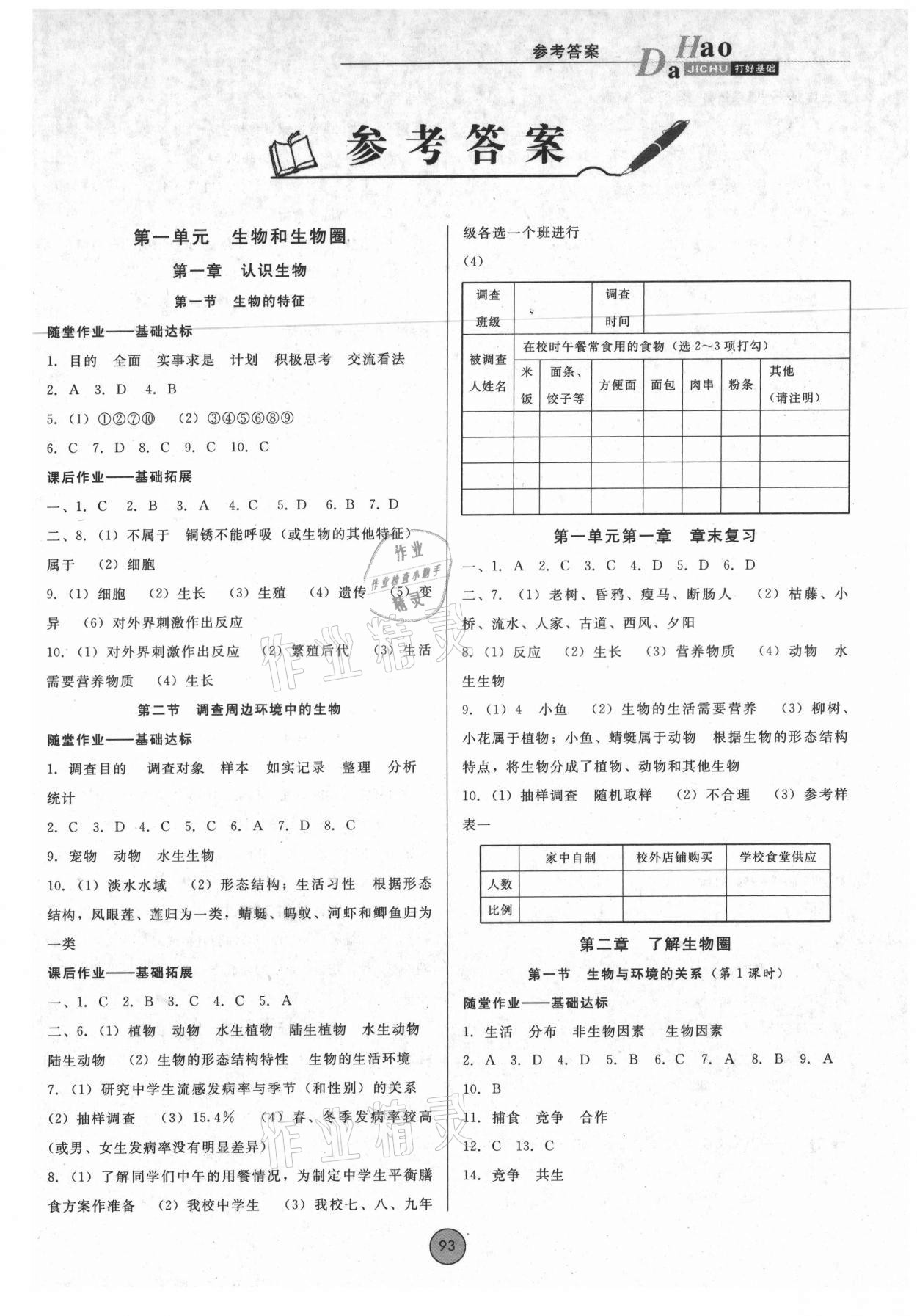 2021年勝券在握打好基礎(chǔ)金牌作業(yè)本七年級(jí)生物上冊(cè)人教版 第1頁(yè)